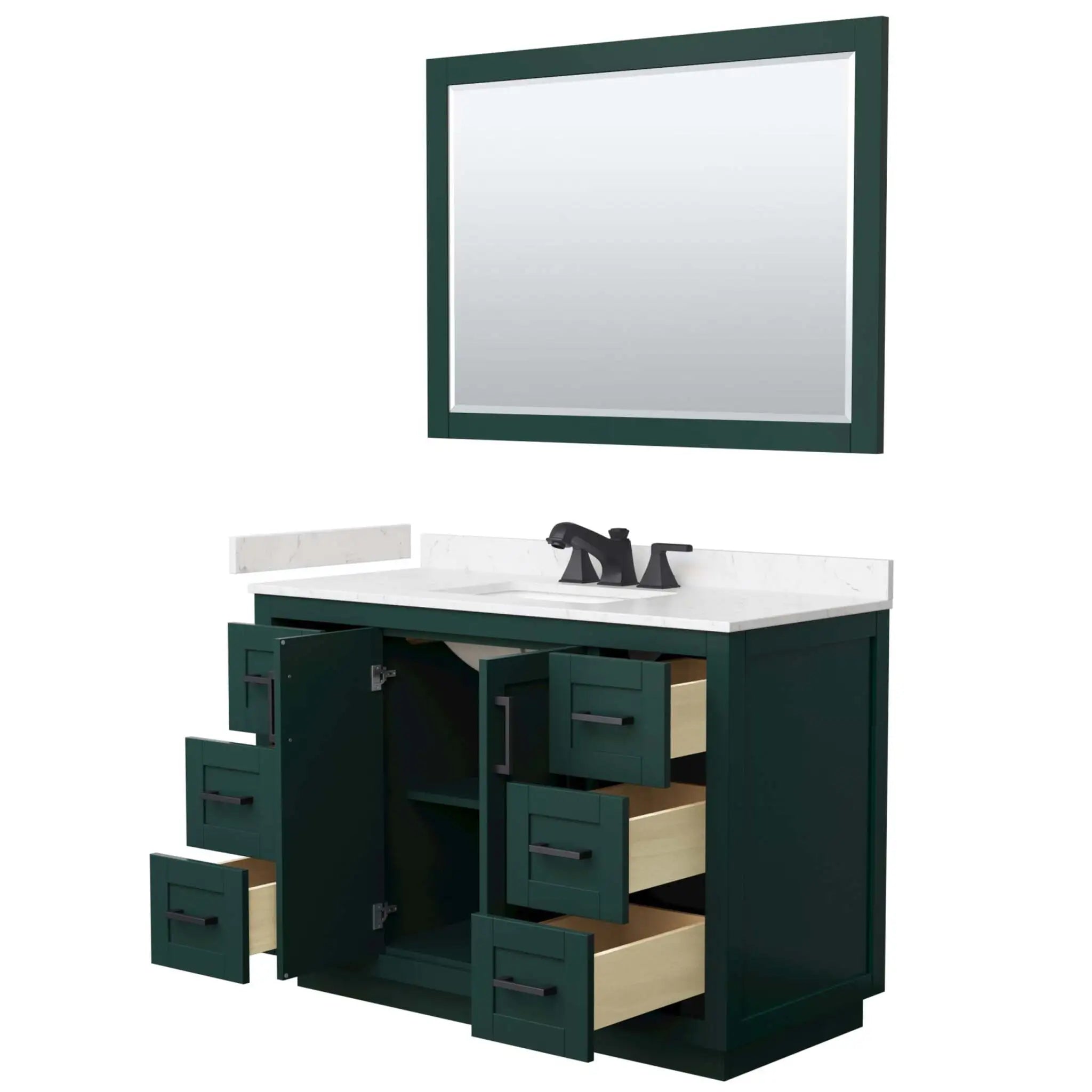 48" Miranda Single Bathroom Vanity in Green with Matte Black Trim & 46" Mirror by Wyndham