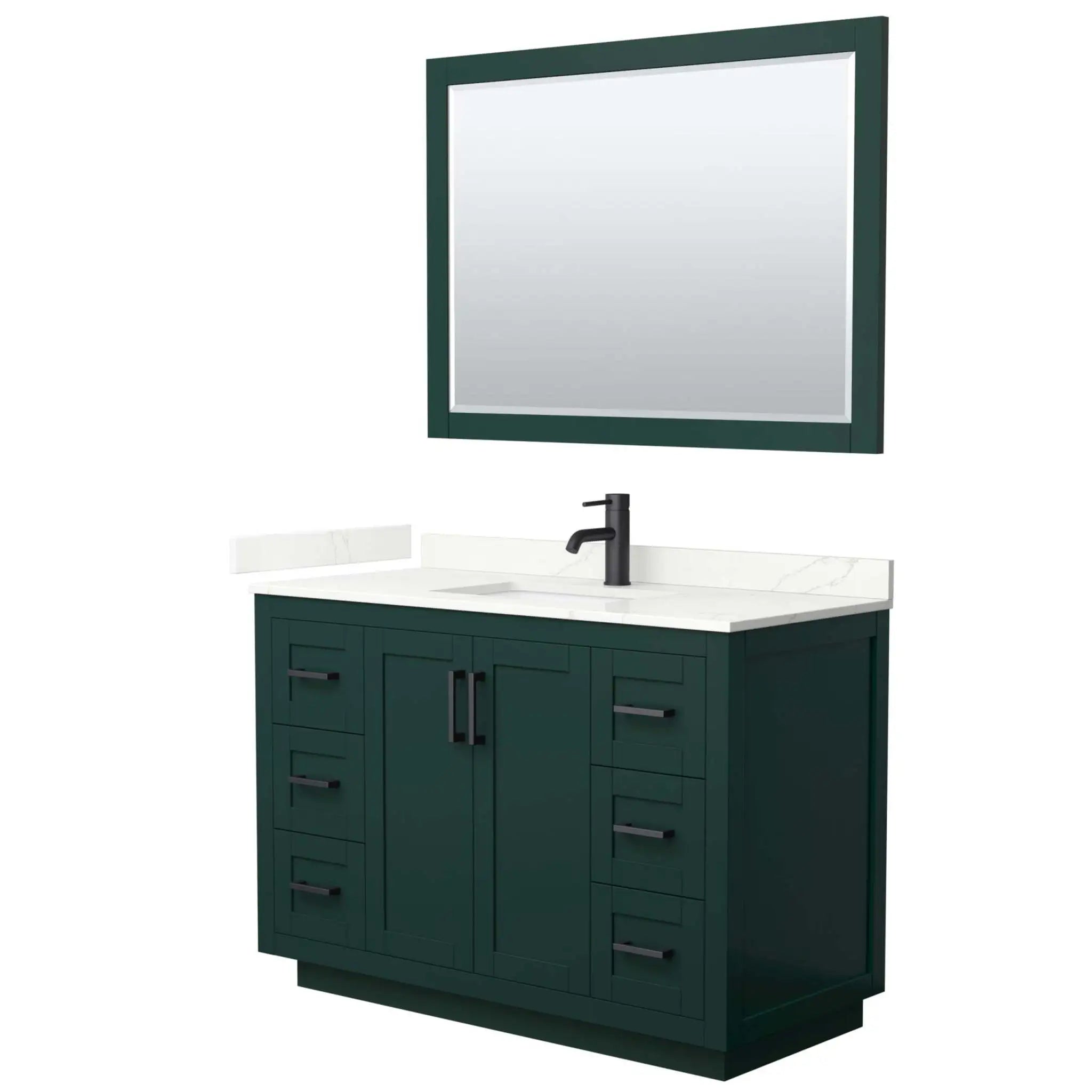48" Miranda Single Bathroom Vanity in Green with Matte Black Trim & 46" Mirror by Wyndham