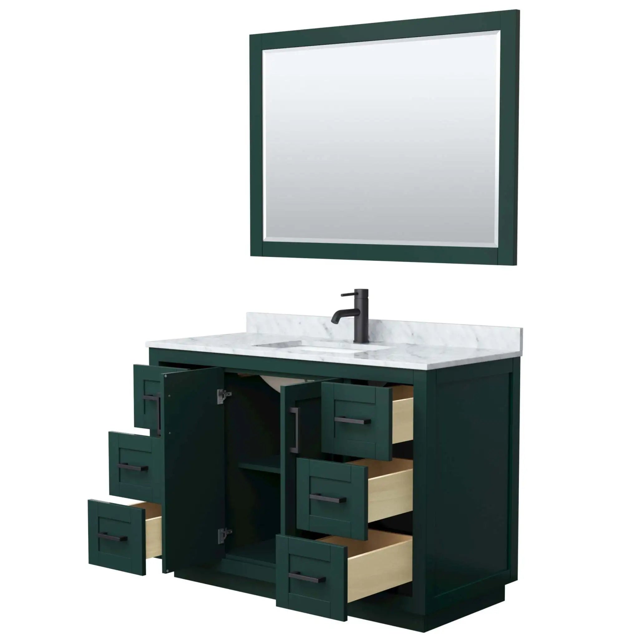 48" Miranda Single Bathroom Vanity in Green with Matte Black Trim & 46" Mirror by Wyndham
