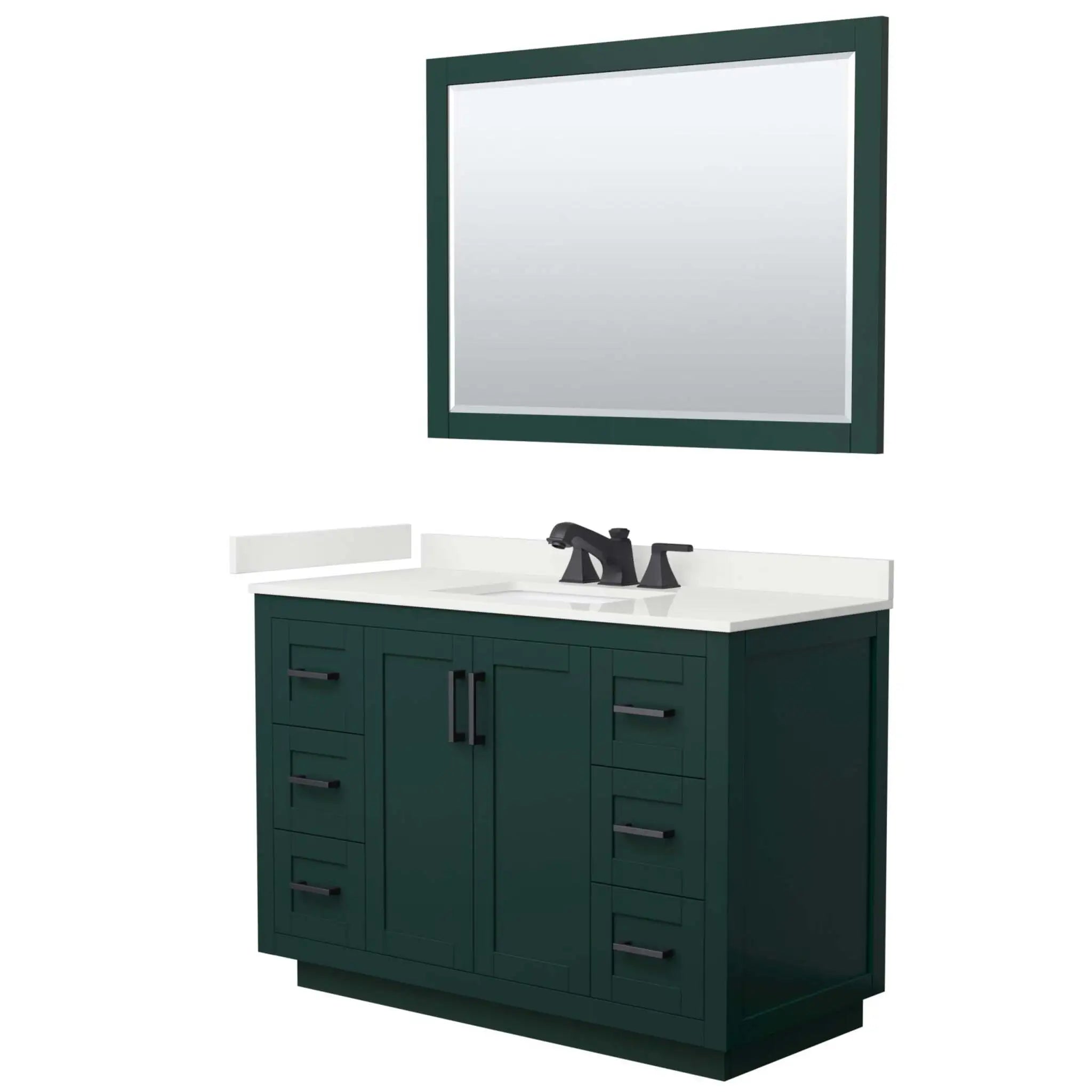 48" Miranda Single Bathroom Vanity in Green with Matte Black Trim & 46" Mirror by Wyndham