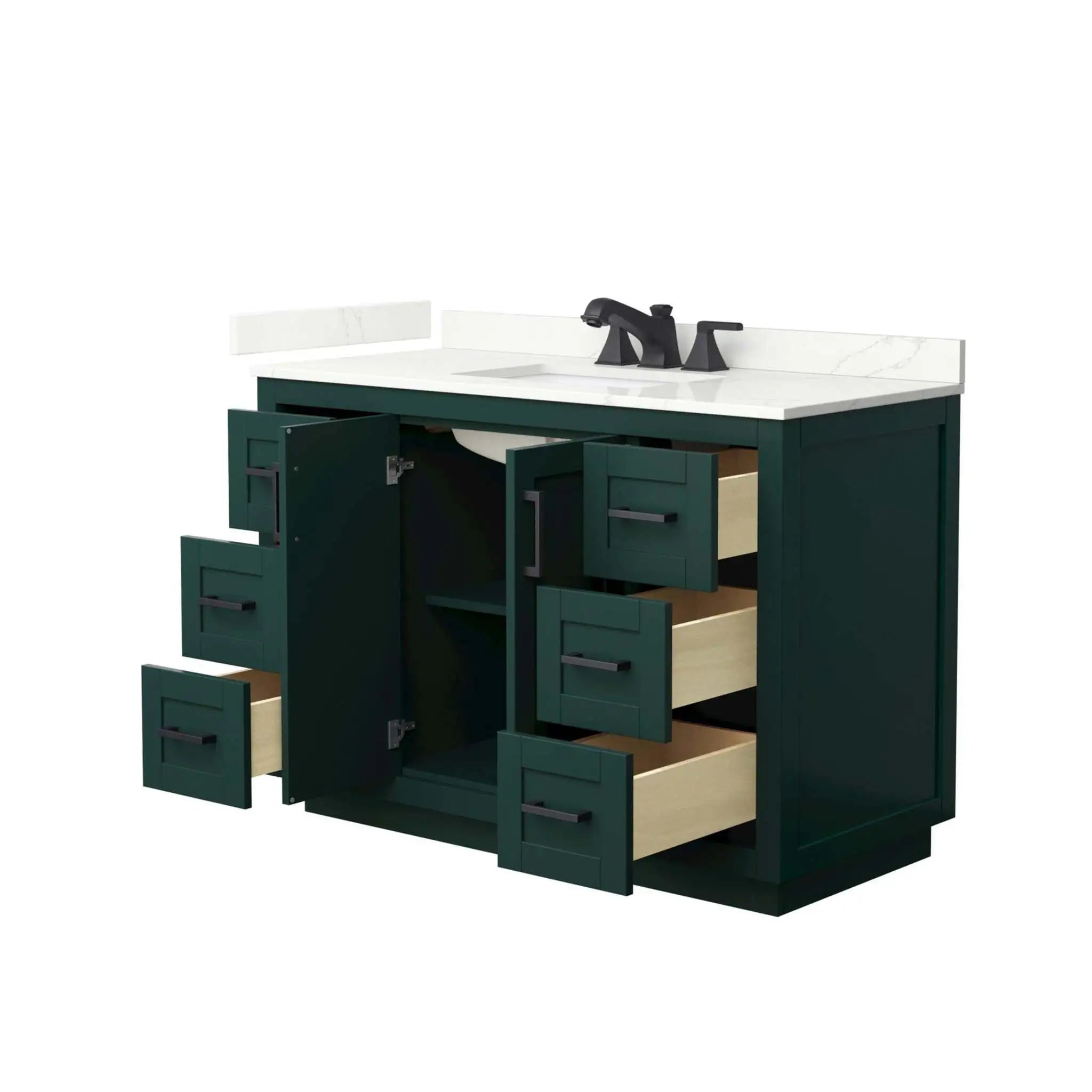 48" Miranda Single Bathroom Vanity in Green with Matte Black Trim by Wyndham