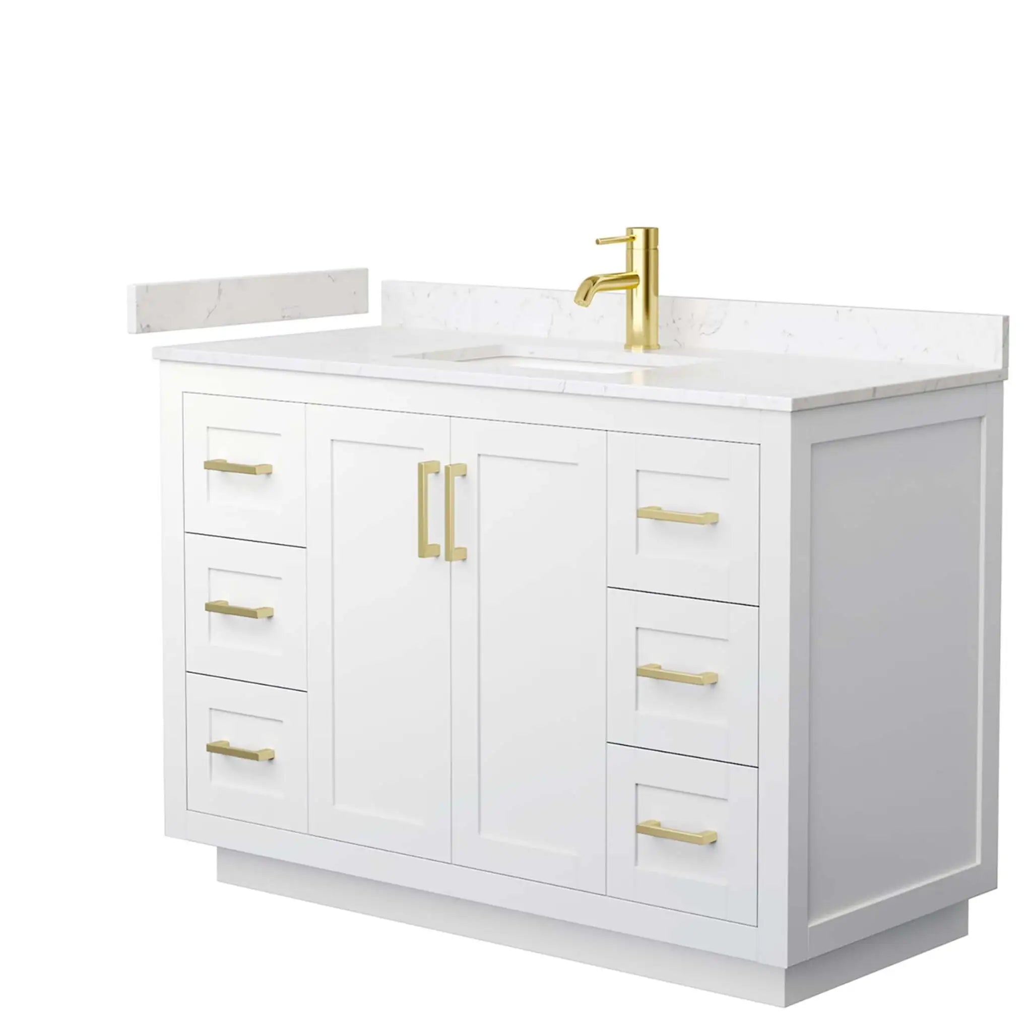 48" Miranda Single Bathroom Vanity in White with Brushed Gold Trim by Wyndham