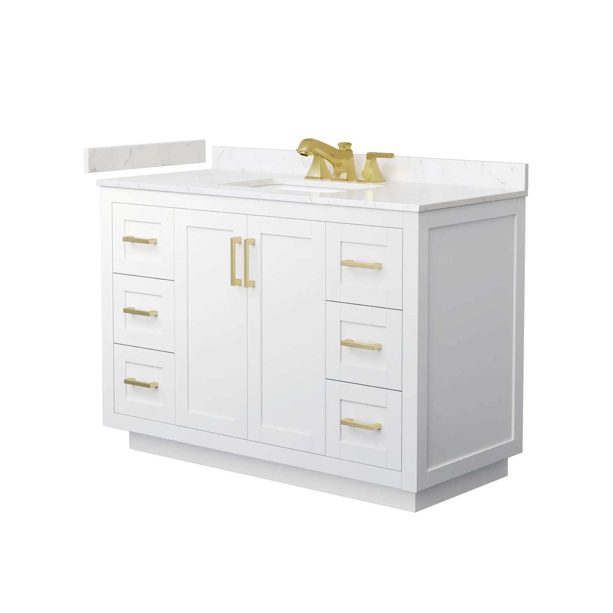 48" Miranda Single Bathroom Vanity in White with Brushed Gold Trim by Wyndham