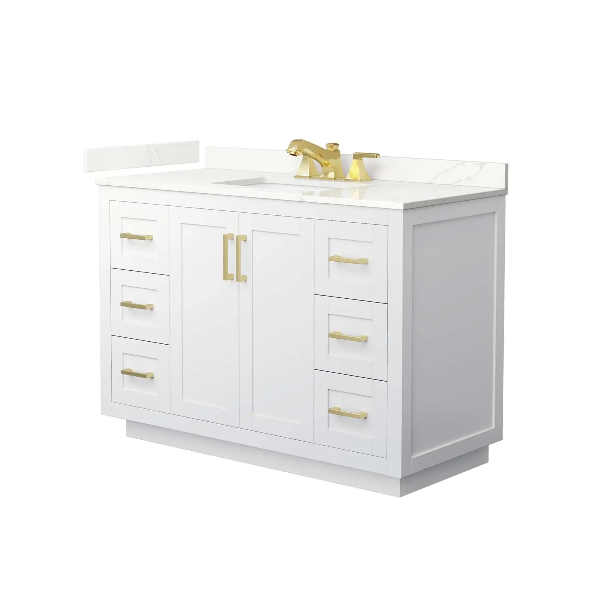 48" Miranda Single Bathroom Vanity in White with Brushed Gold Trim by Wyndham