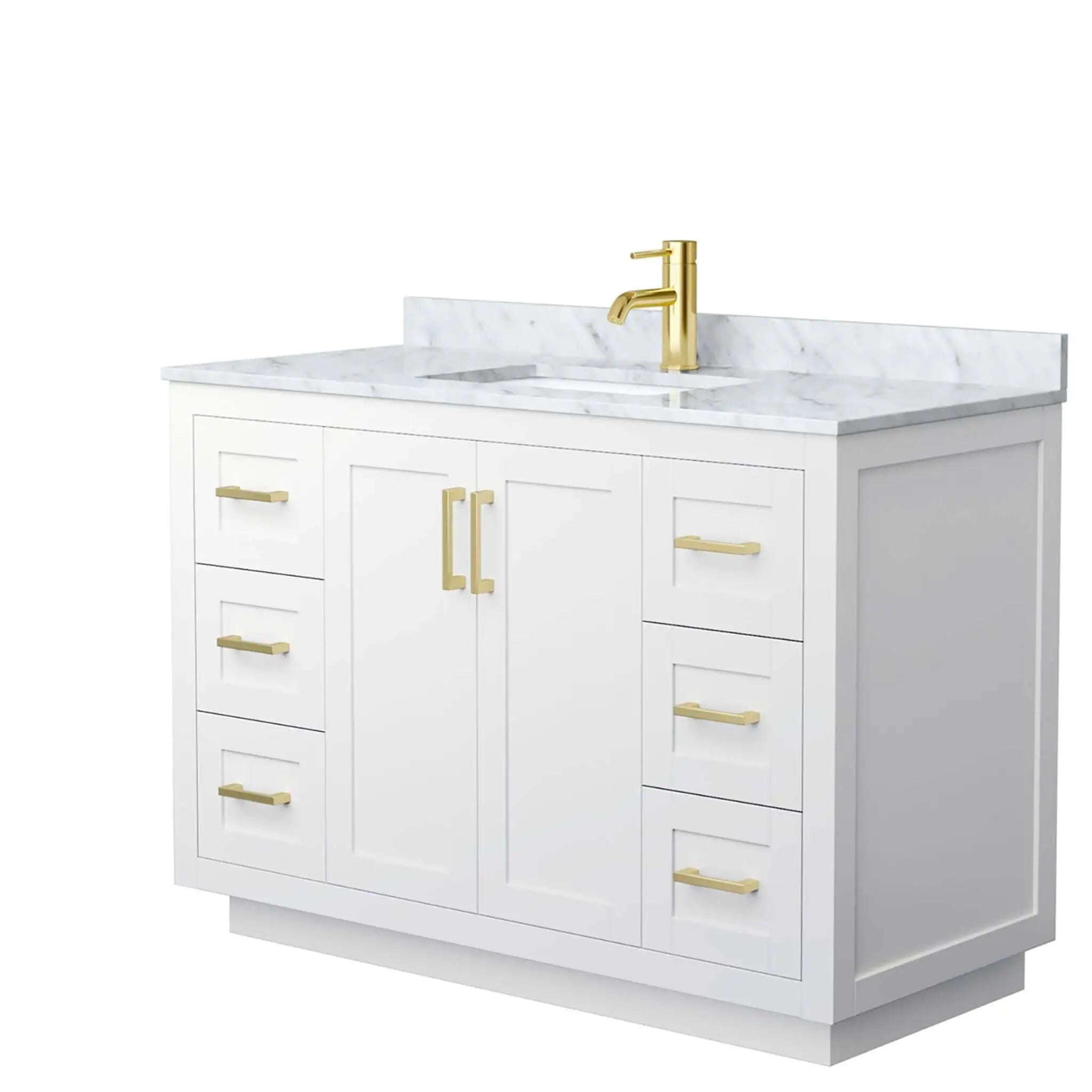 48" Miranda Single Bathroom Vanity in White with Brushed Gold Trim by Wyndham