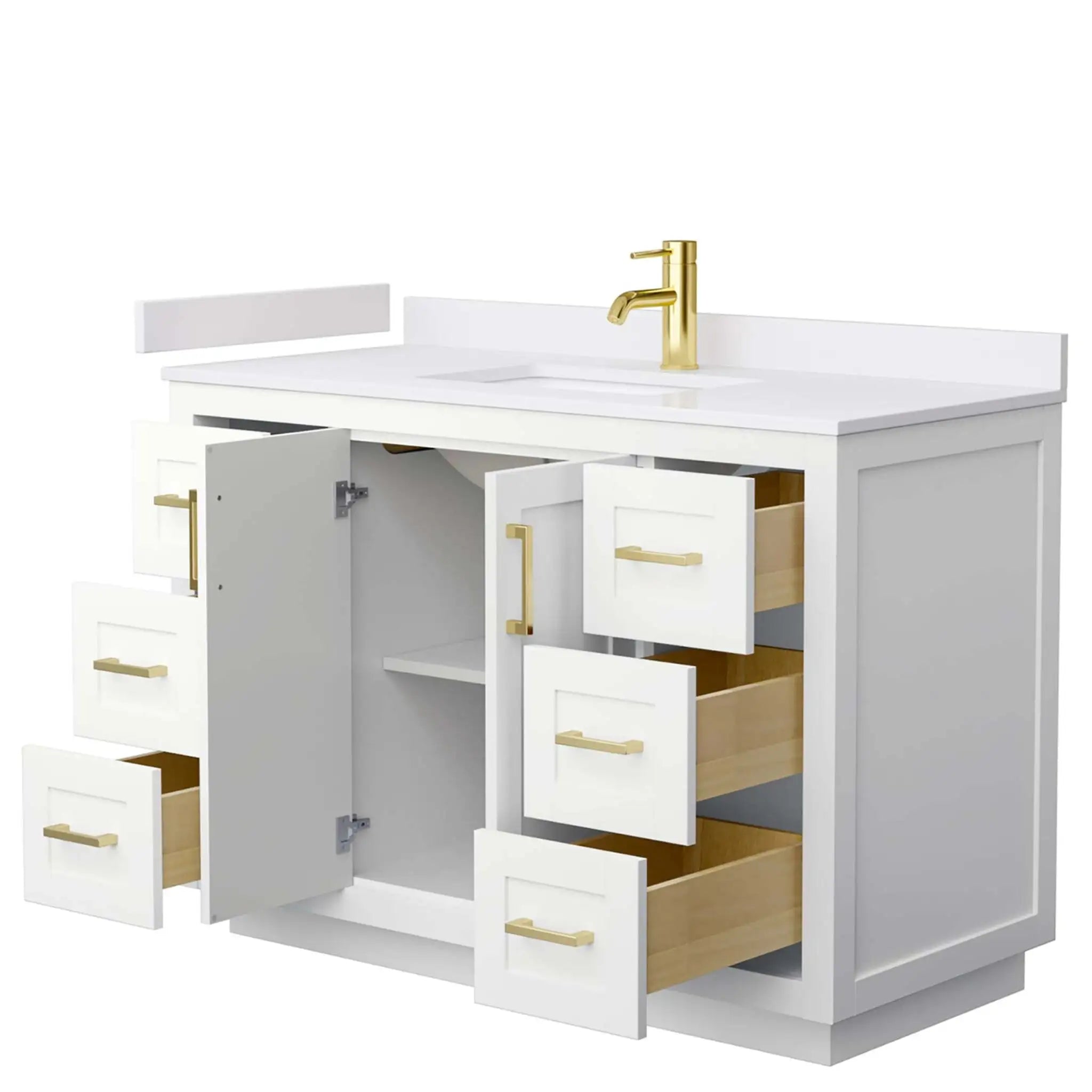 48" Miranda Single Bathroom Vanity in White with Brushed Gold Trim by Wyndham