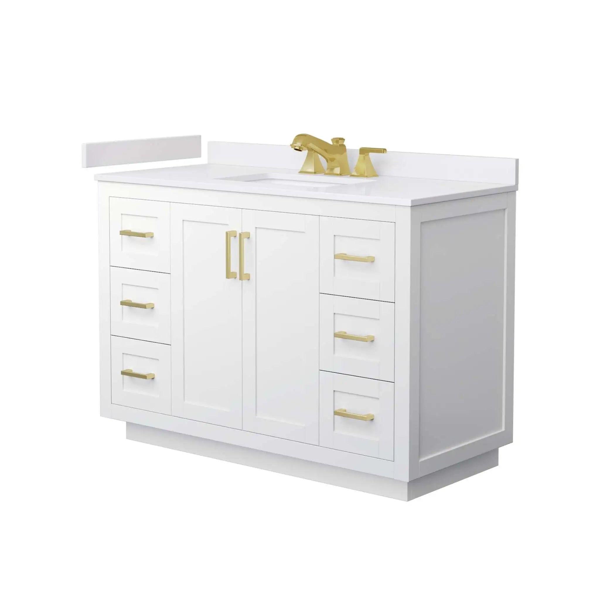 48" Miranda Single Bathroom Vanity in White with Brushed Gold Trim by Wyndham