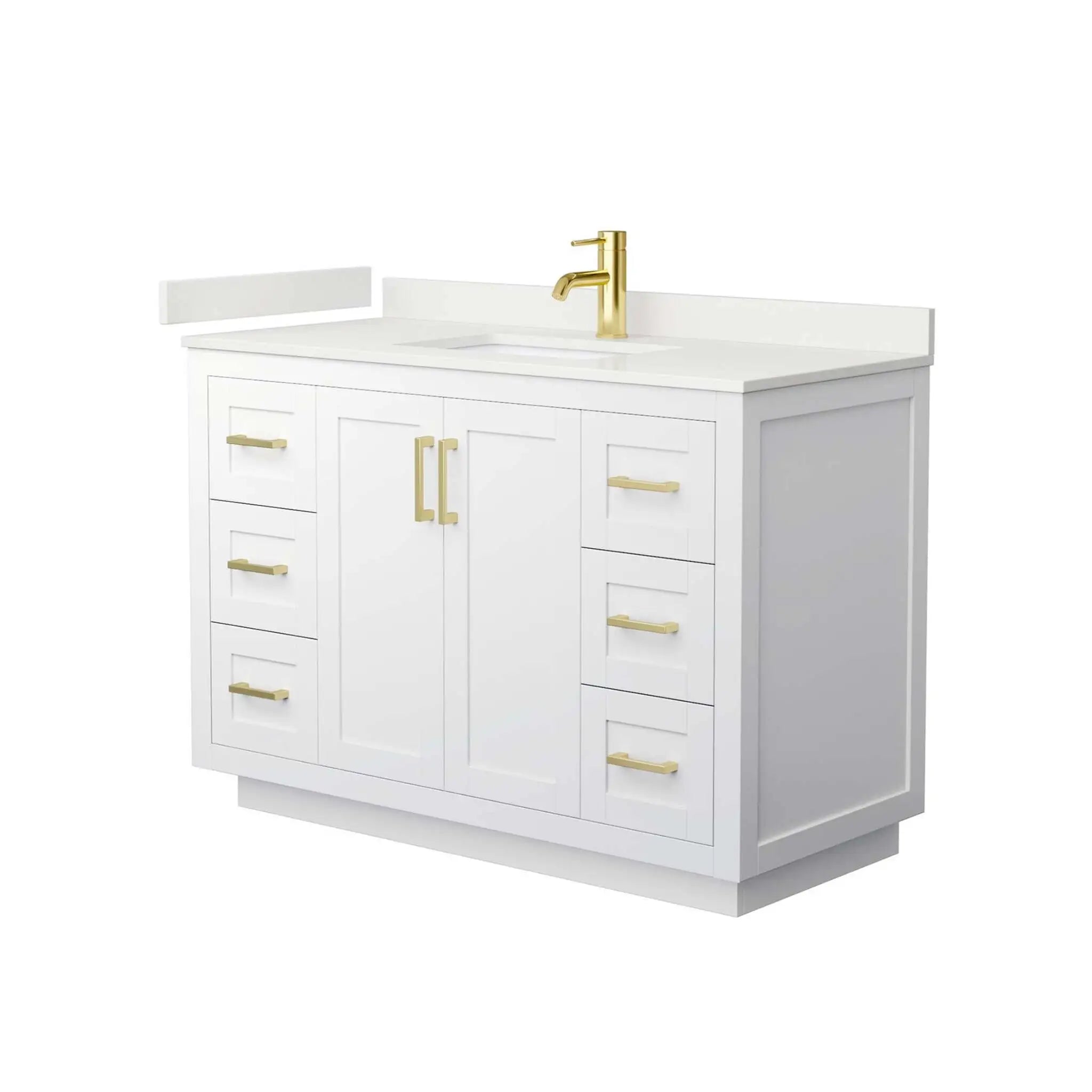 48" Miranda Single Bathroom Vanity in White with Brushed Gold Trim by Wyndham