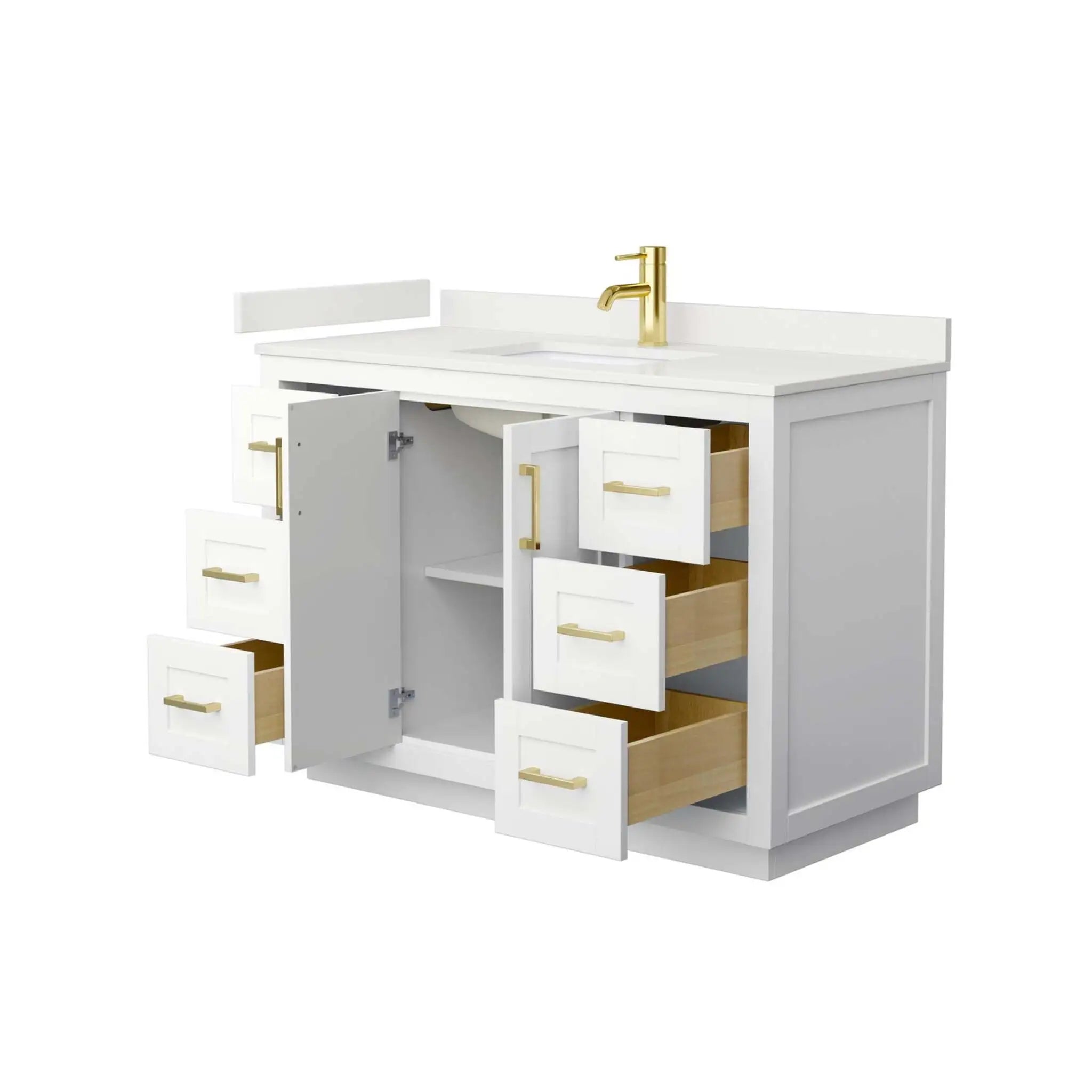 48" Miranda Single Bathroom Vanity in White with Brushed Gold Trim by Wyndham