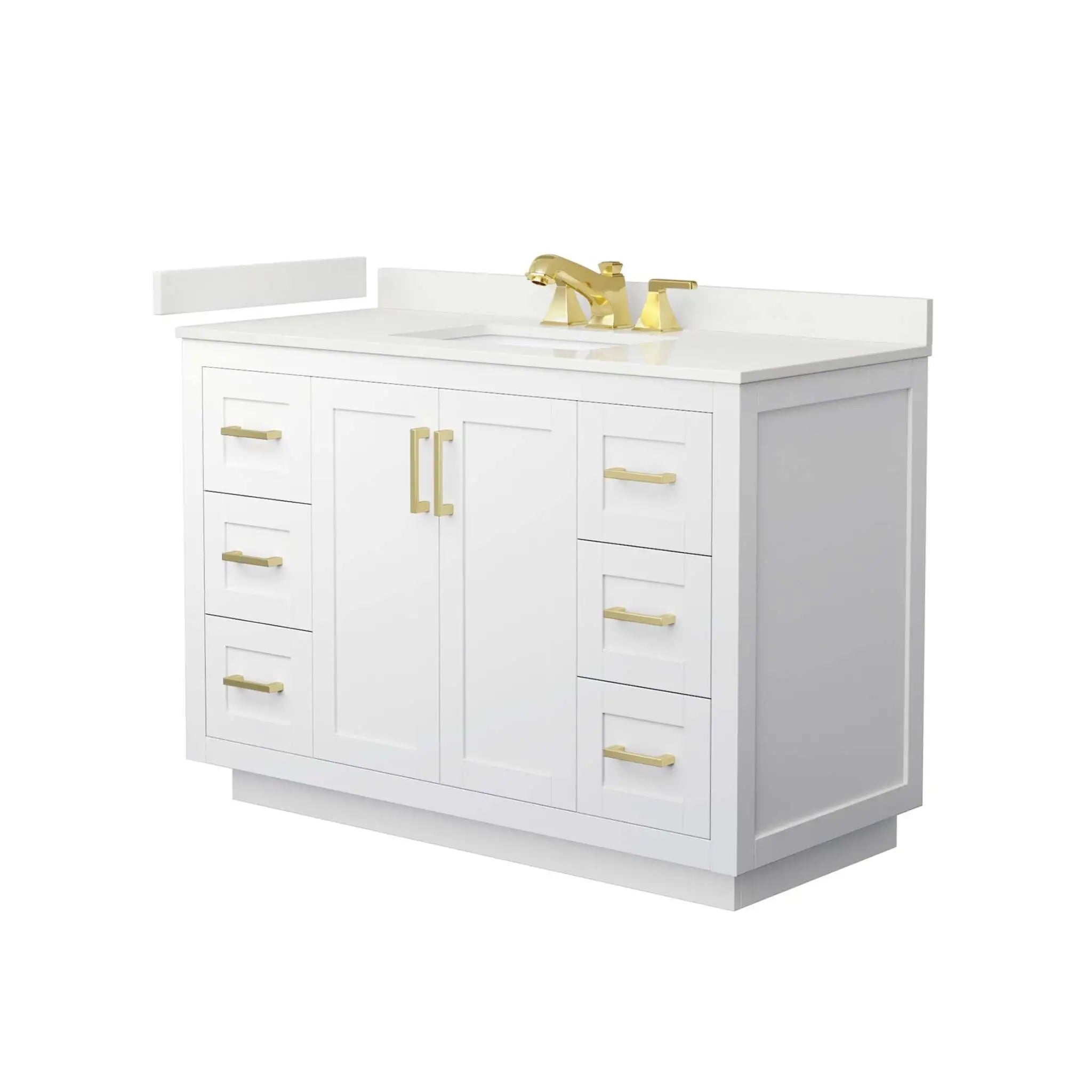 48" Miranda Single Bathroom Vanity in White with Brushed Gold Trim by Wyndham