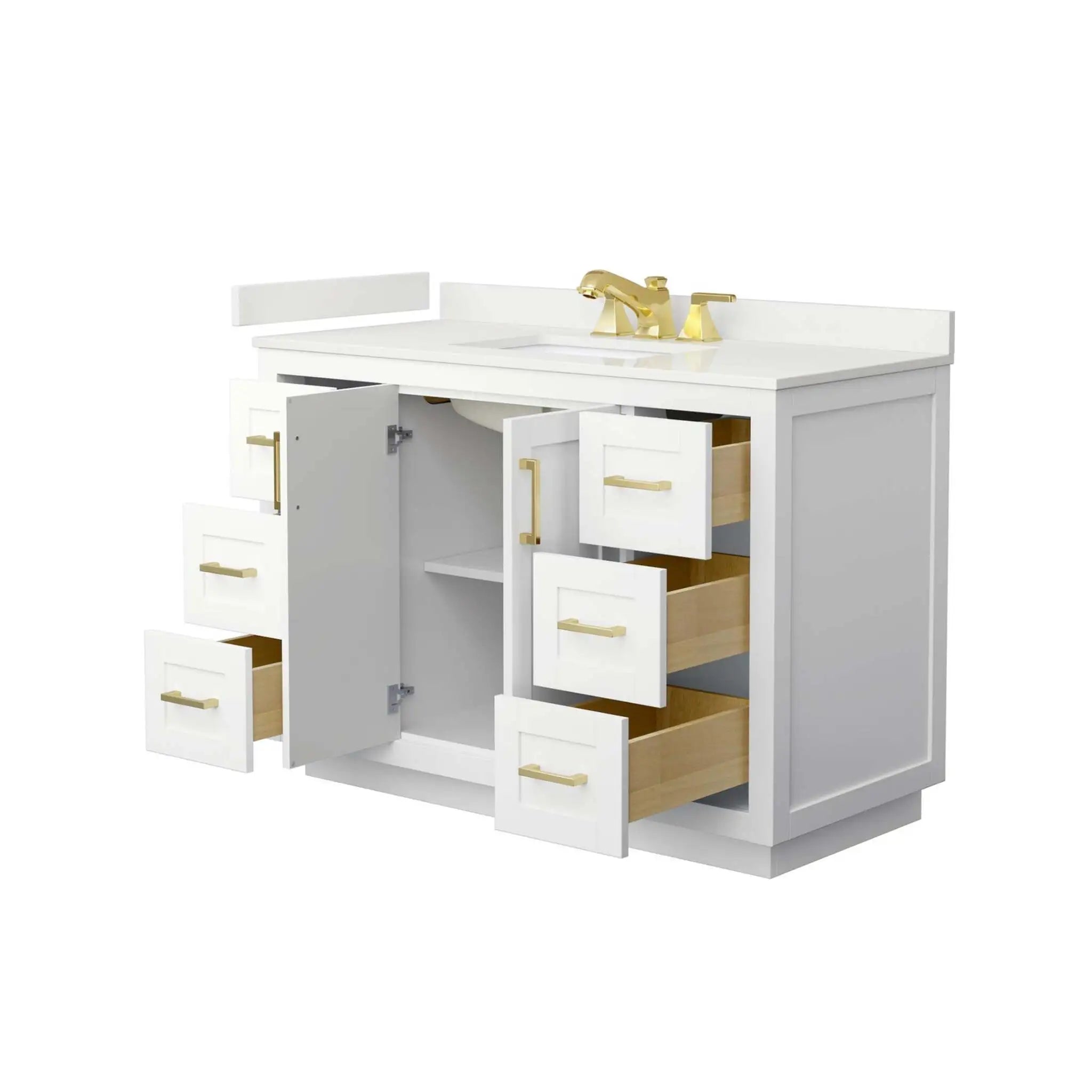 48" Miranda Single Bathroom Vanity in White with Brushed Gold Trim by Wyndham