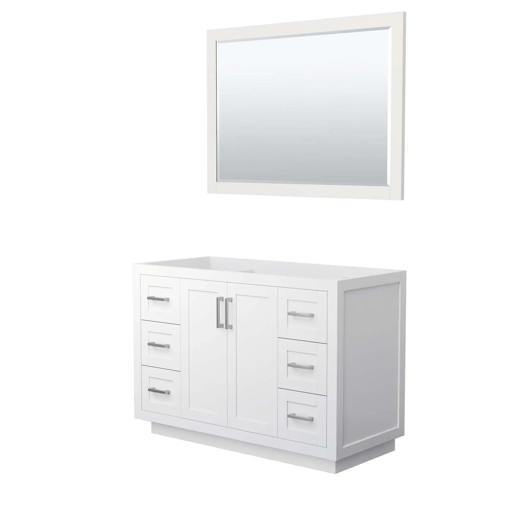 48" Miranda Single Bathroom Vanity in White with Brushed Nickel Trim & 46" Mirror by Wyndham