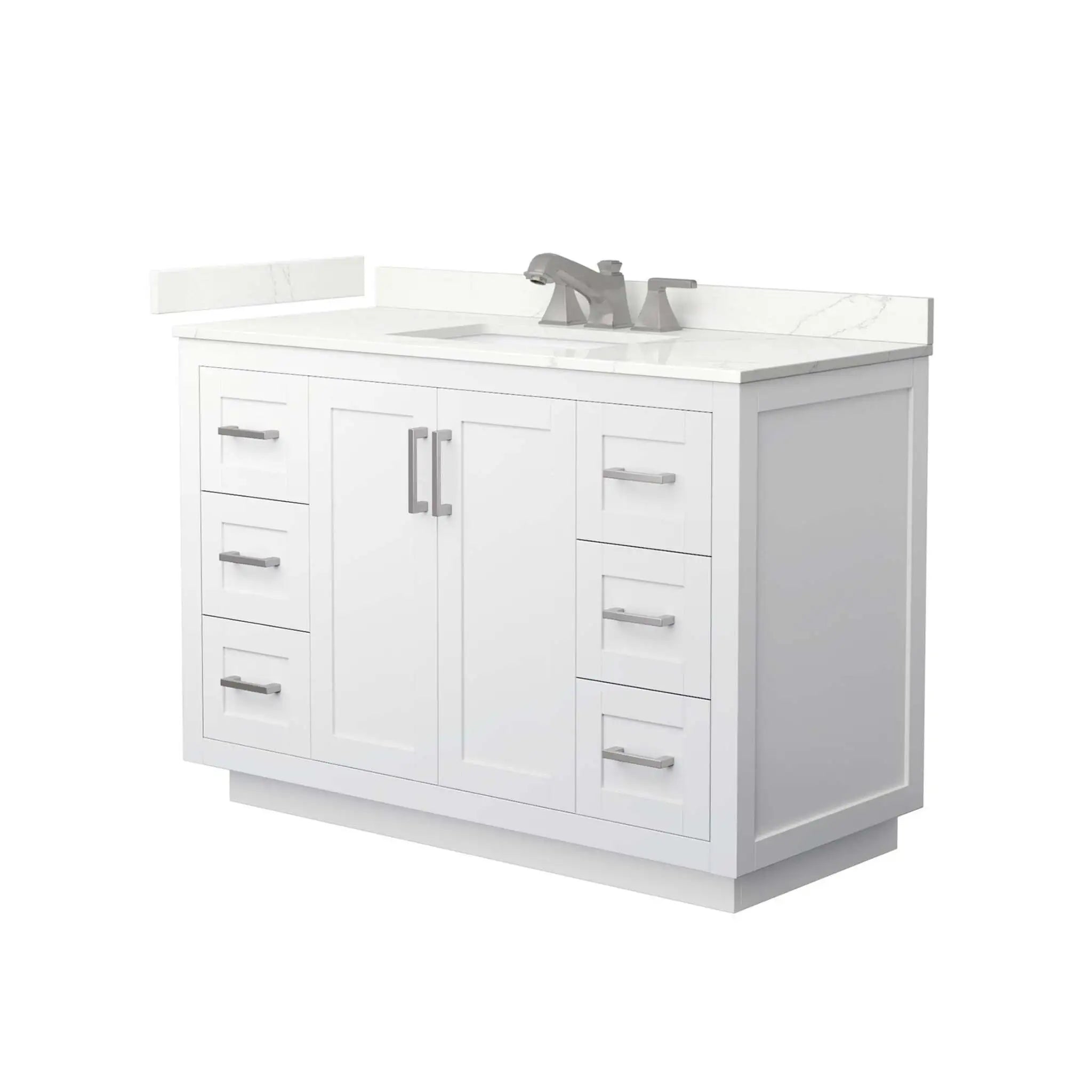48" Miranda Single Bathroom Vanity in White with Brushed Nickel Trim by Wyndham