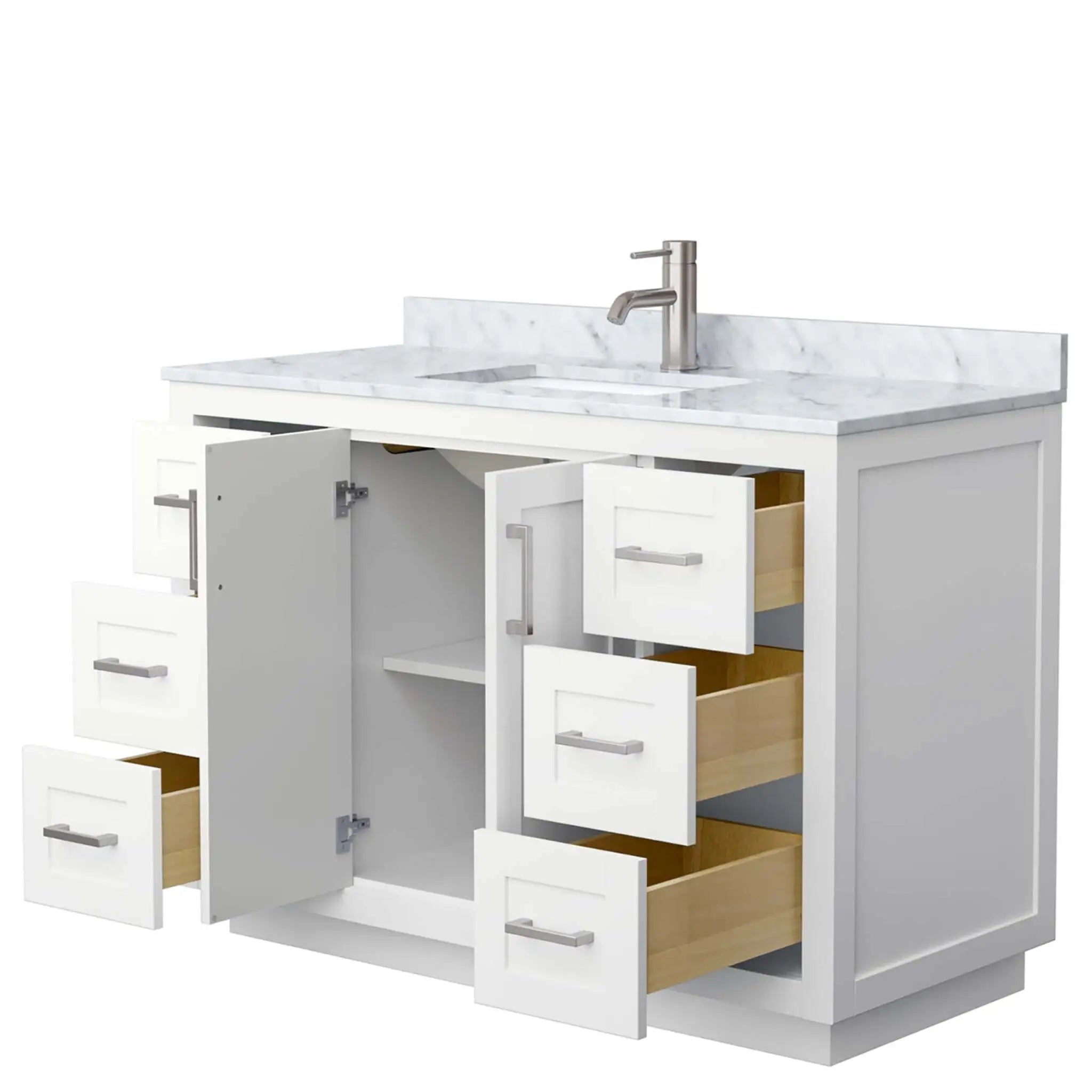 48" Miranda Single Bathroom Vanity in White with Brushed Nickel Trim by Wyndham