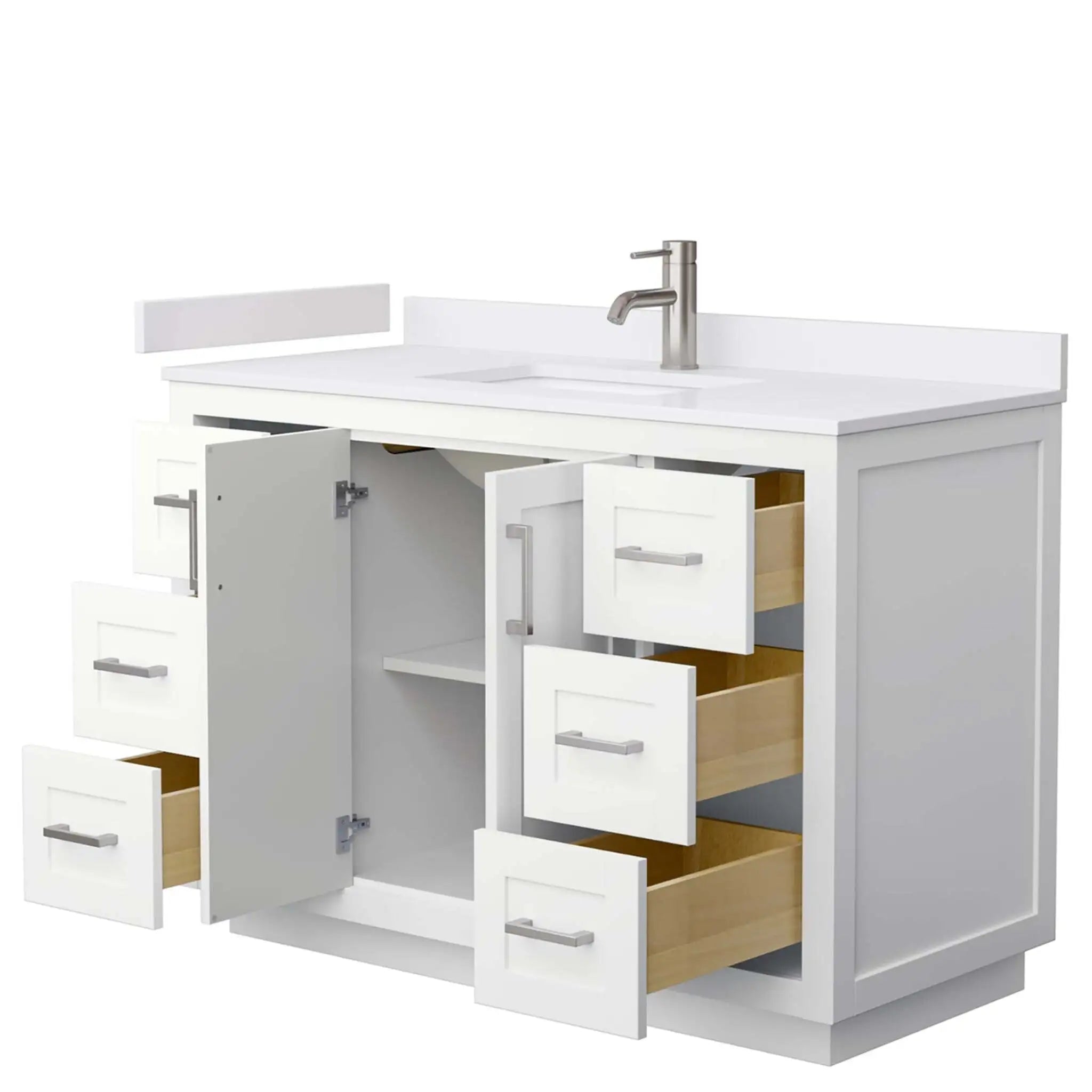 48" Miranda Single Bathroom Vanity in White with Brushed Nickel Trim by Wyndham