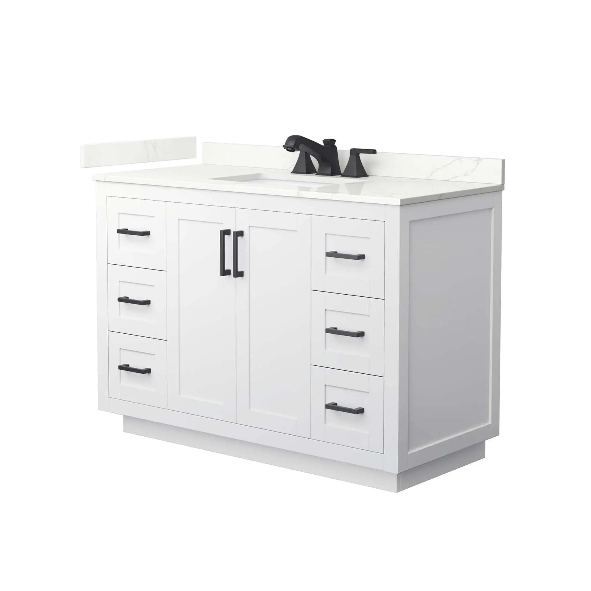 48" Miranda Single Bathroom Vanity in White with Matte Black Trim by Wyndham