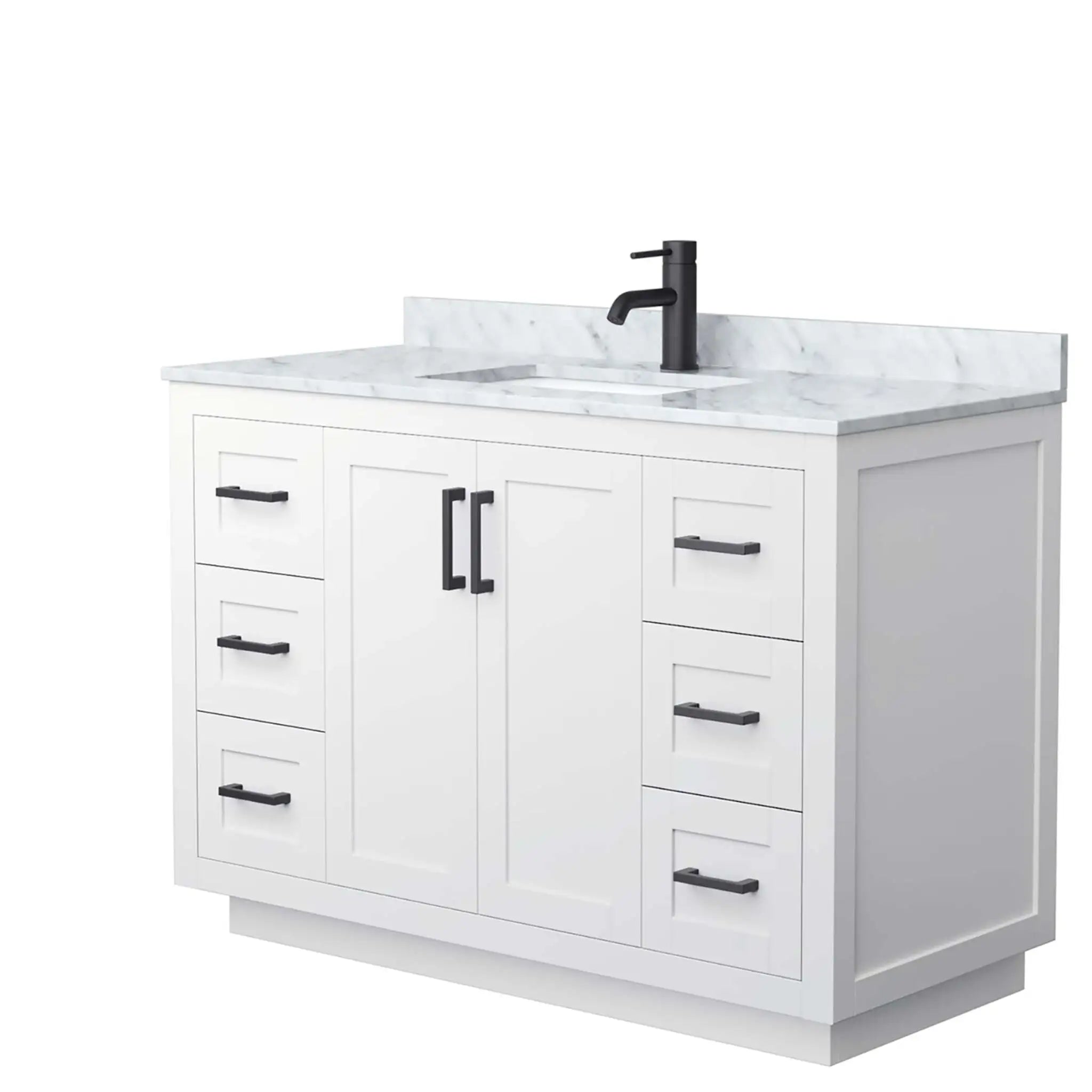 48" Miranda Single Bathroom Vanity in White with Matte Black Trim by Wyndham