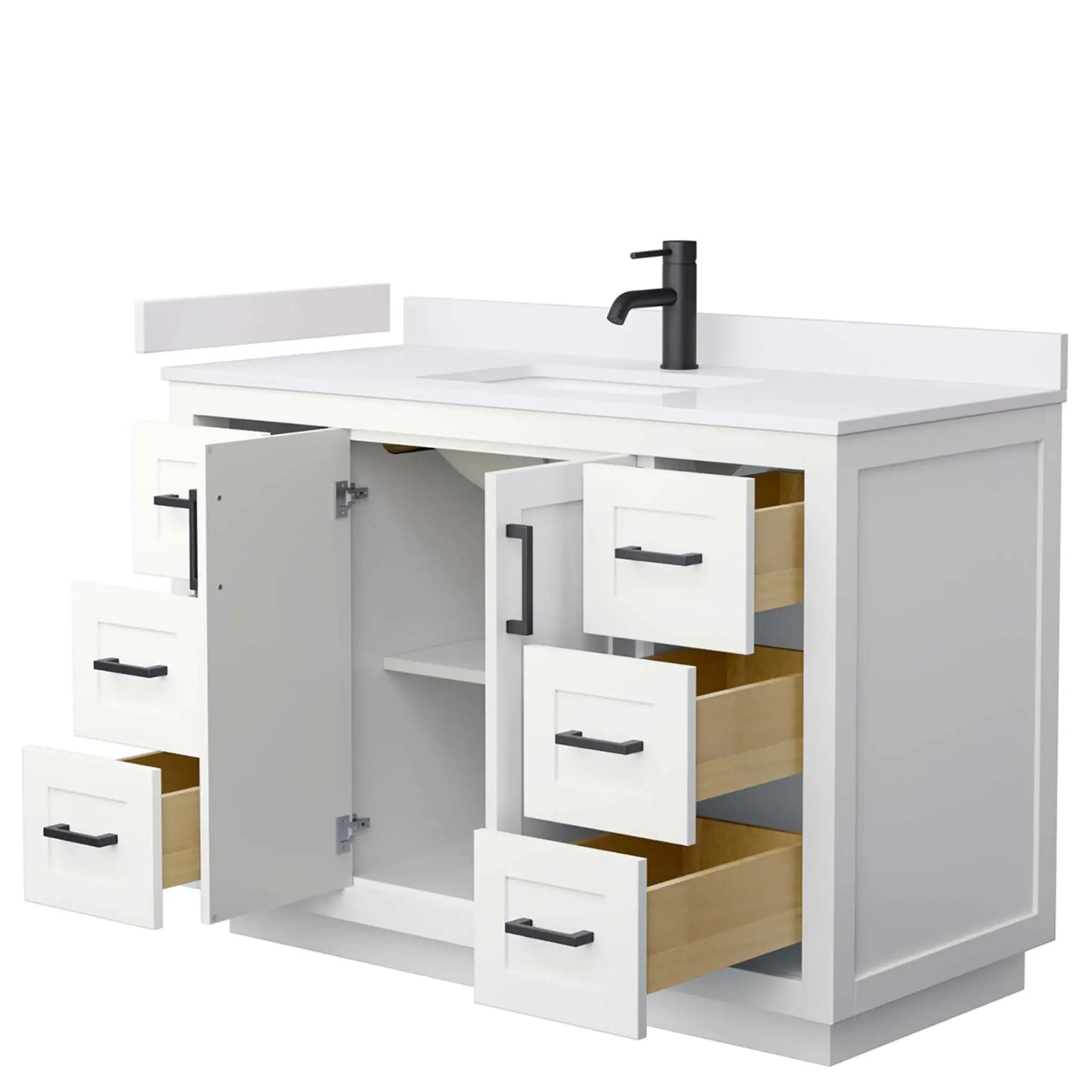 48" Miranda Single Bathroom Vanity in White with Matte Black Trim by Wyndham