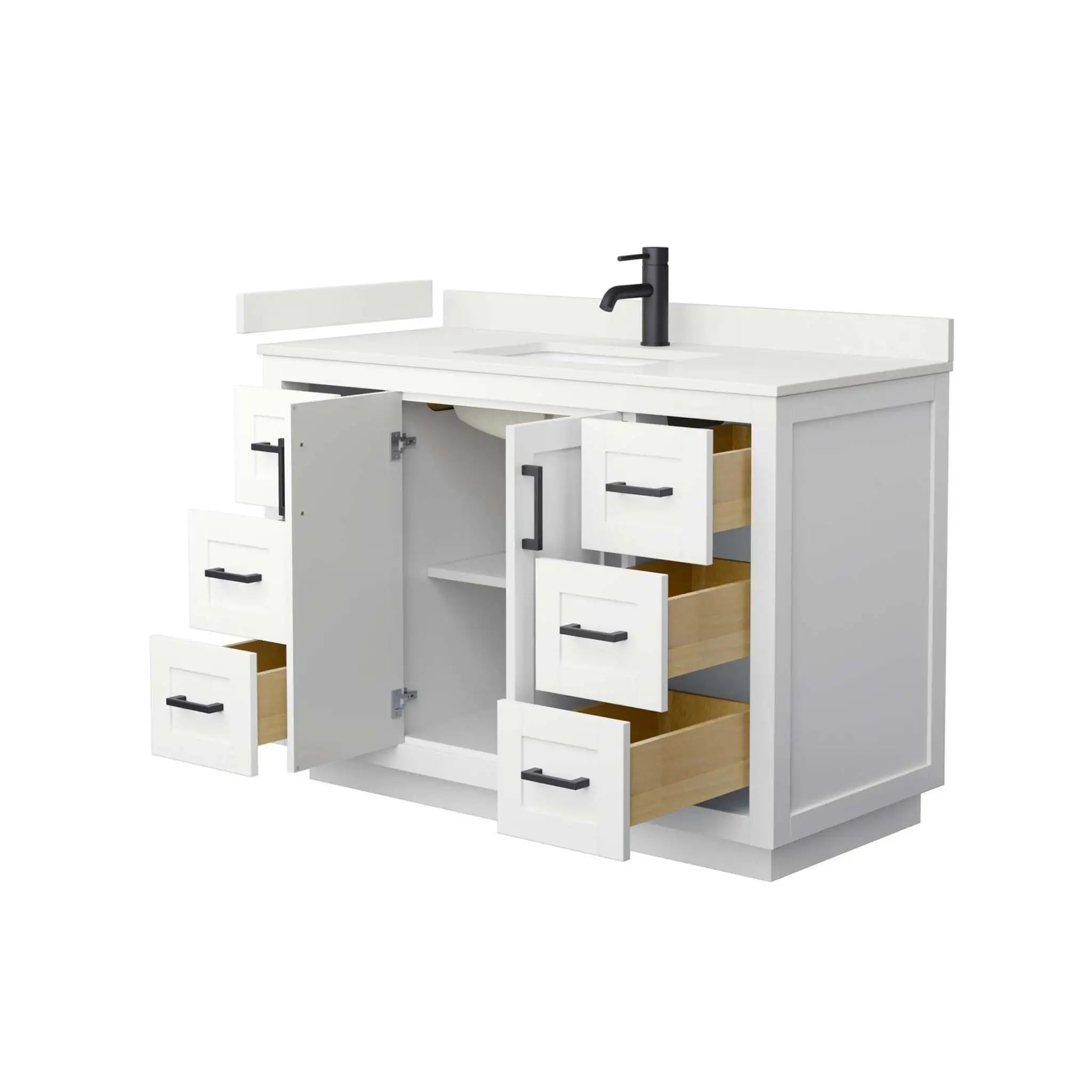 48" Miranda Single Bathroom Vanity in White with Matte Black Trim by Wyndham