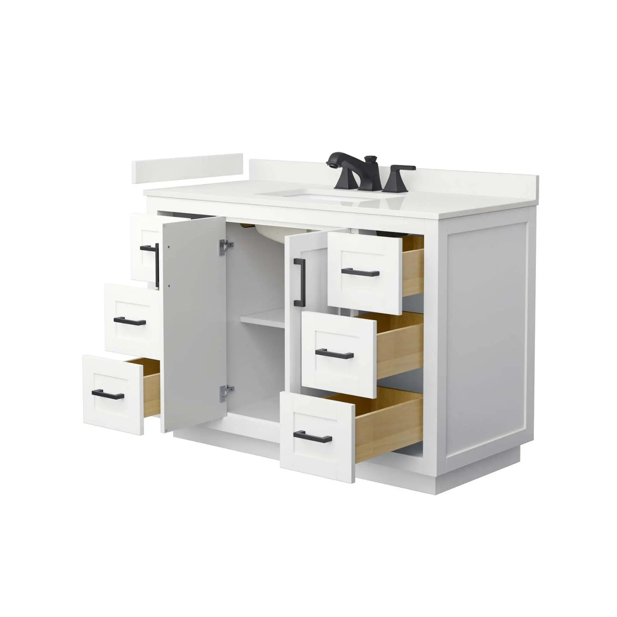 48" Miranda Single Bathroom Vanity in White with Matte Black Trim by Wyndham