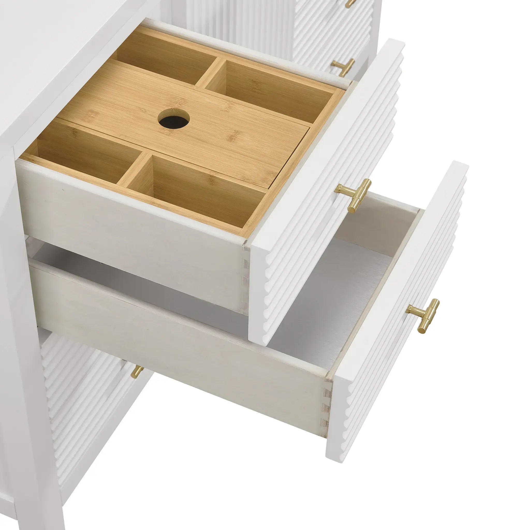 48" Myrrin Single Vanity in Bright White-Eternal Jasmine Pearl Silestone-8" Widespread image 12