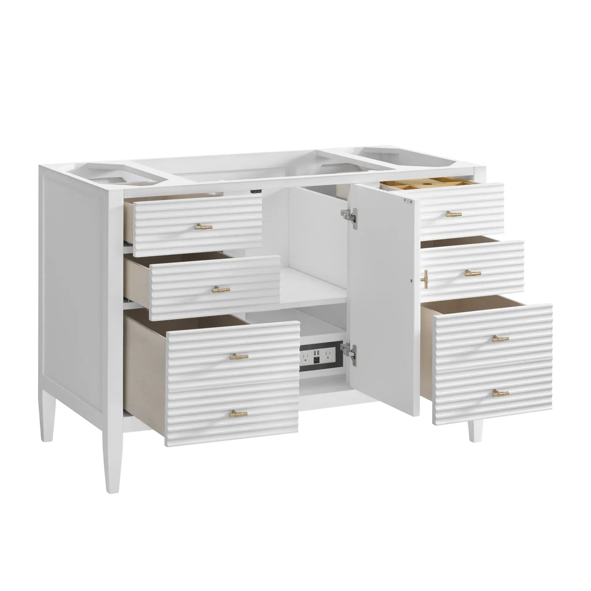 48" Myrrin Single Vanity in Bright White-Ethereal Noctis Silestone-8" Widespread image 7