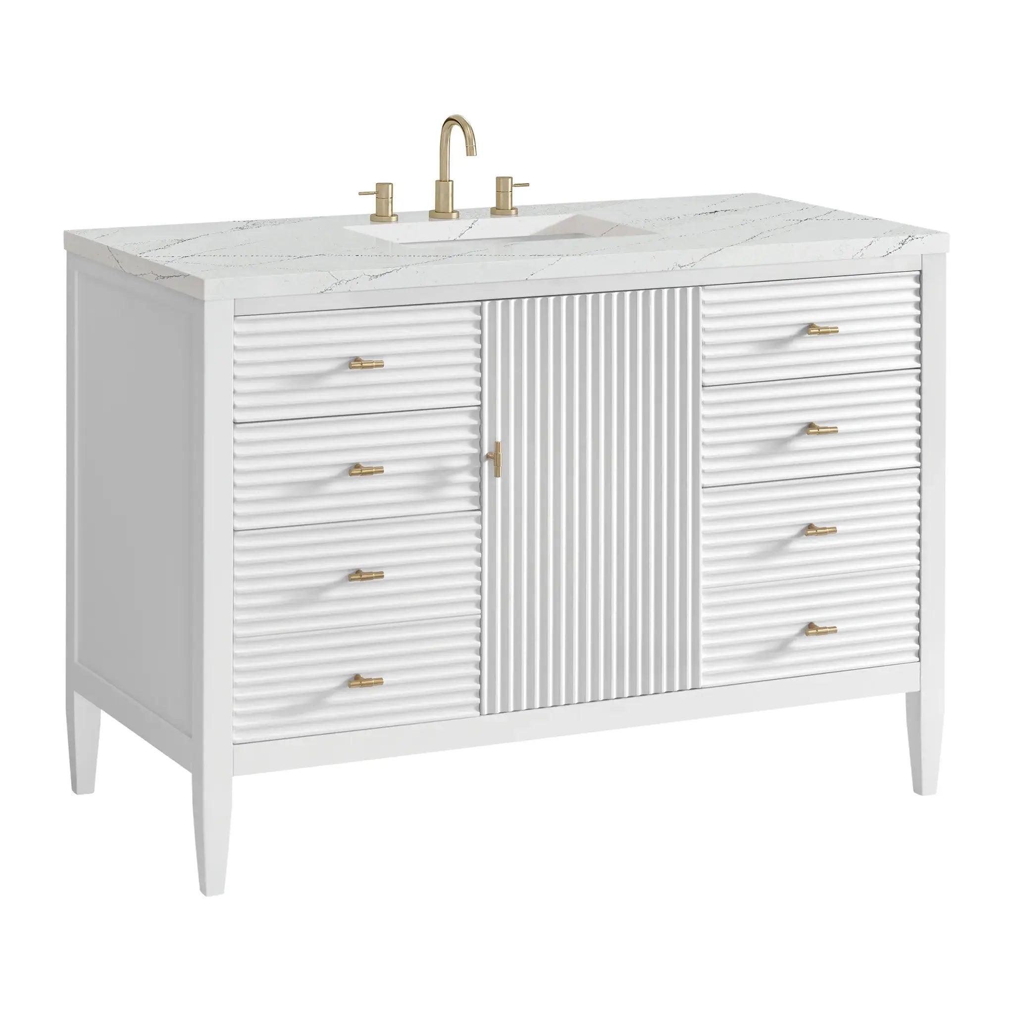 48" Myrrin Single Vanity in Bright White-Ethereal Noctis Silestone-8" Widespread image 9