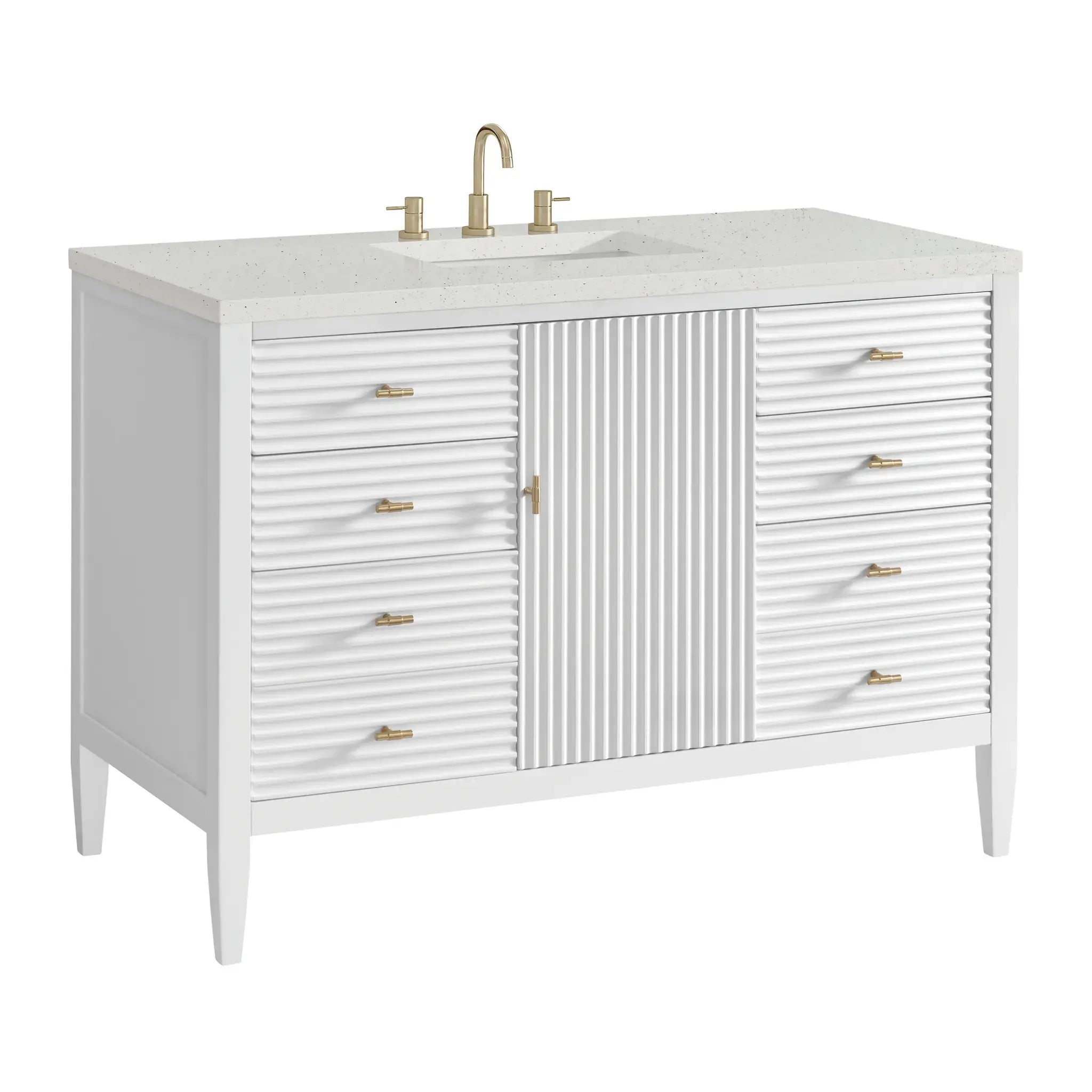 48" Myrrin Single Vanity in Bright White-Lime Delight Silestone-8" Widespread image 9