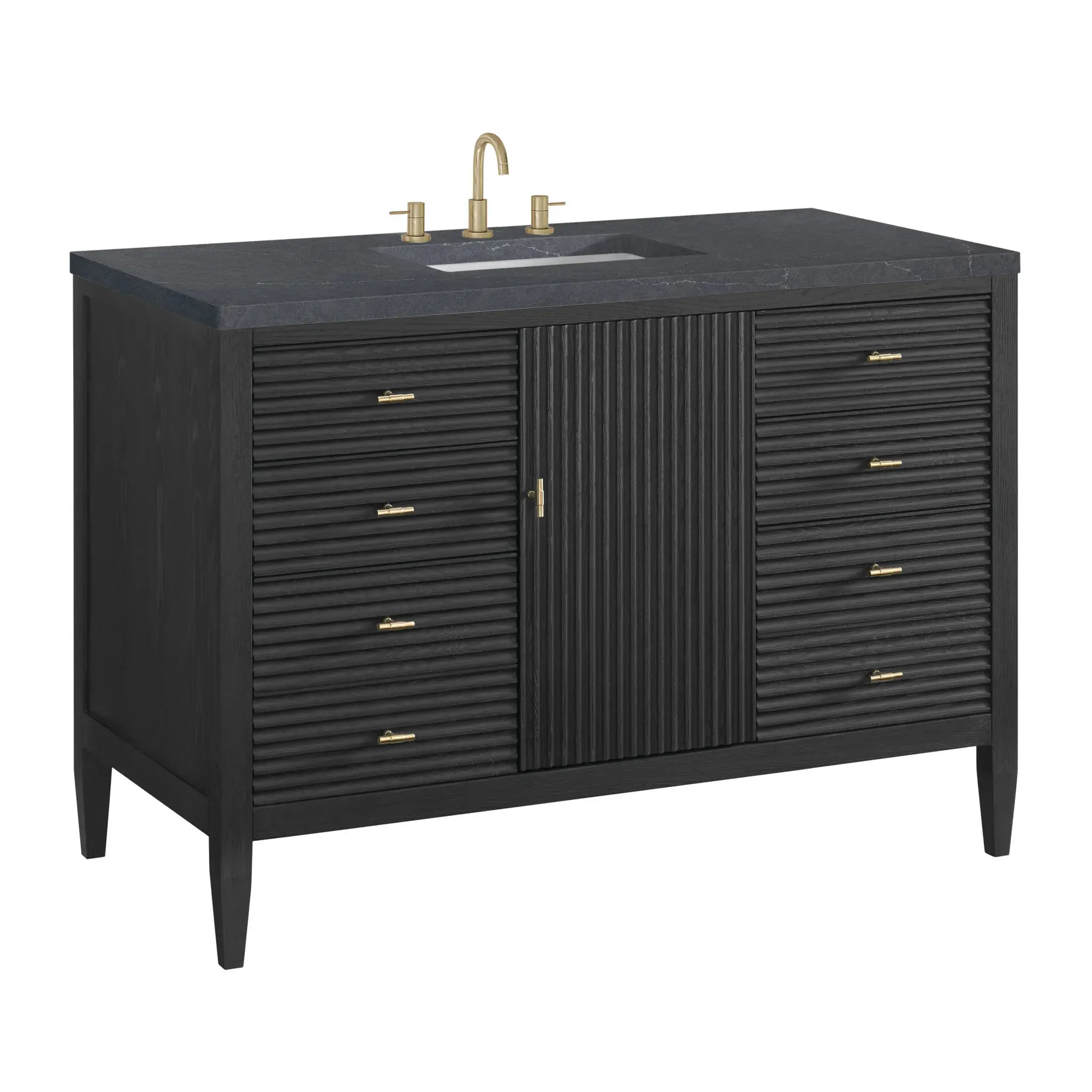 48" Myrrin Single Vanity in Carbon Oak-Charcoal Soapstone Silestone-8" Widespread image 9