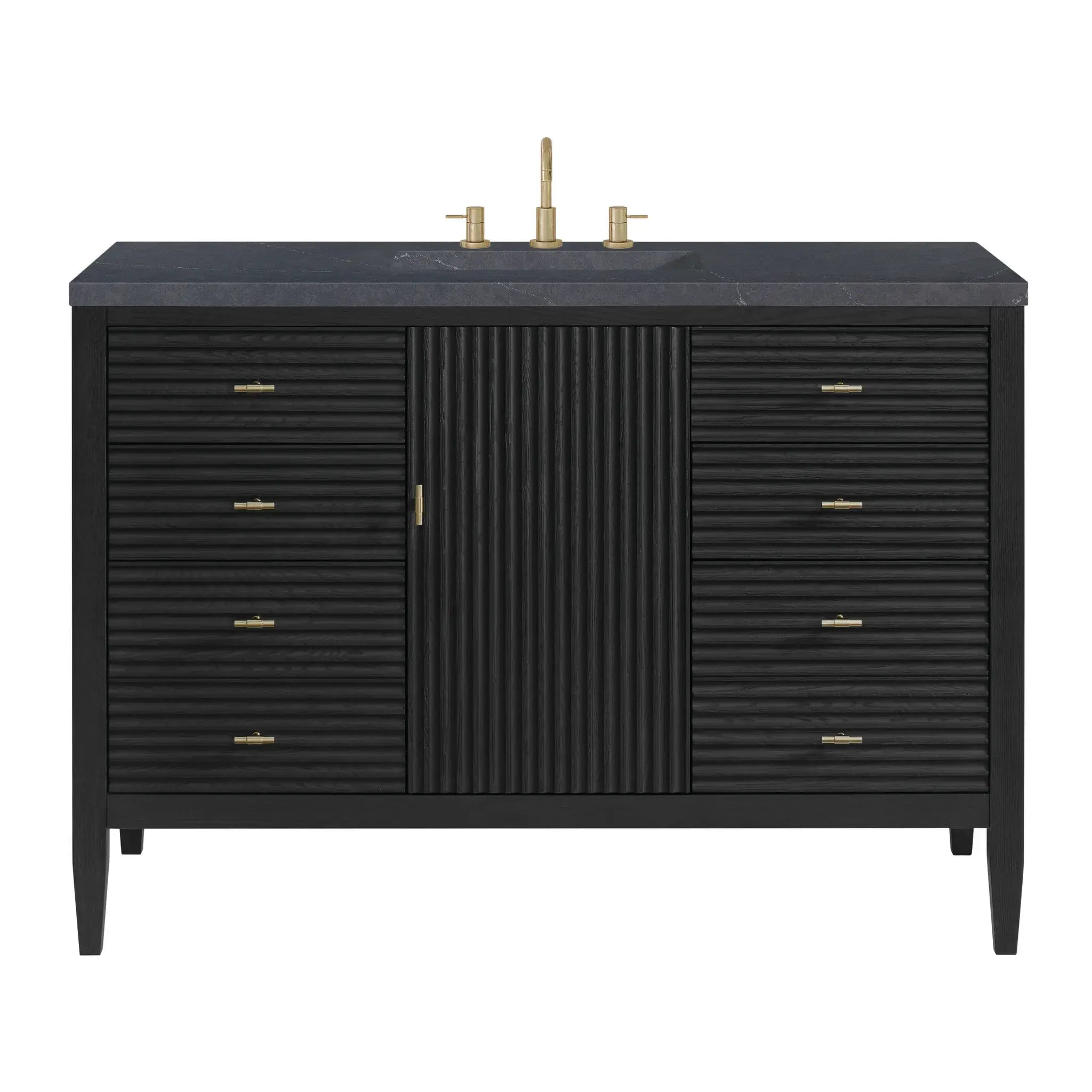 48" Myrrin Single Vanity in Carbon Oak-Charcoal Soapstone Silestone-8" Widespread image