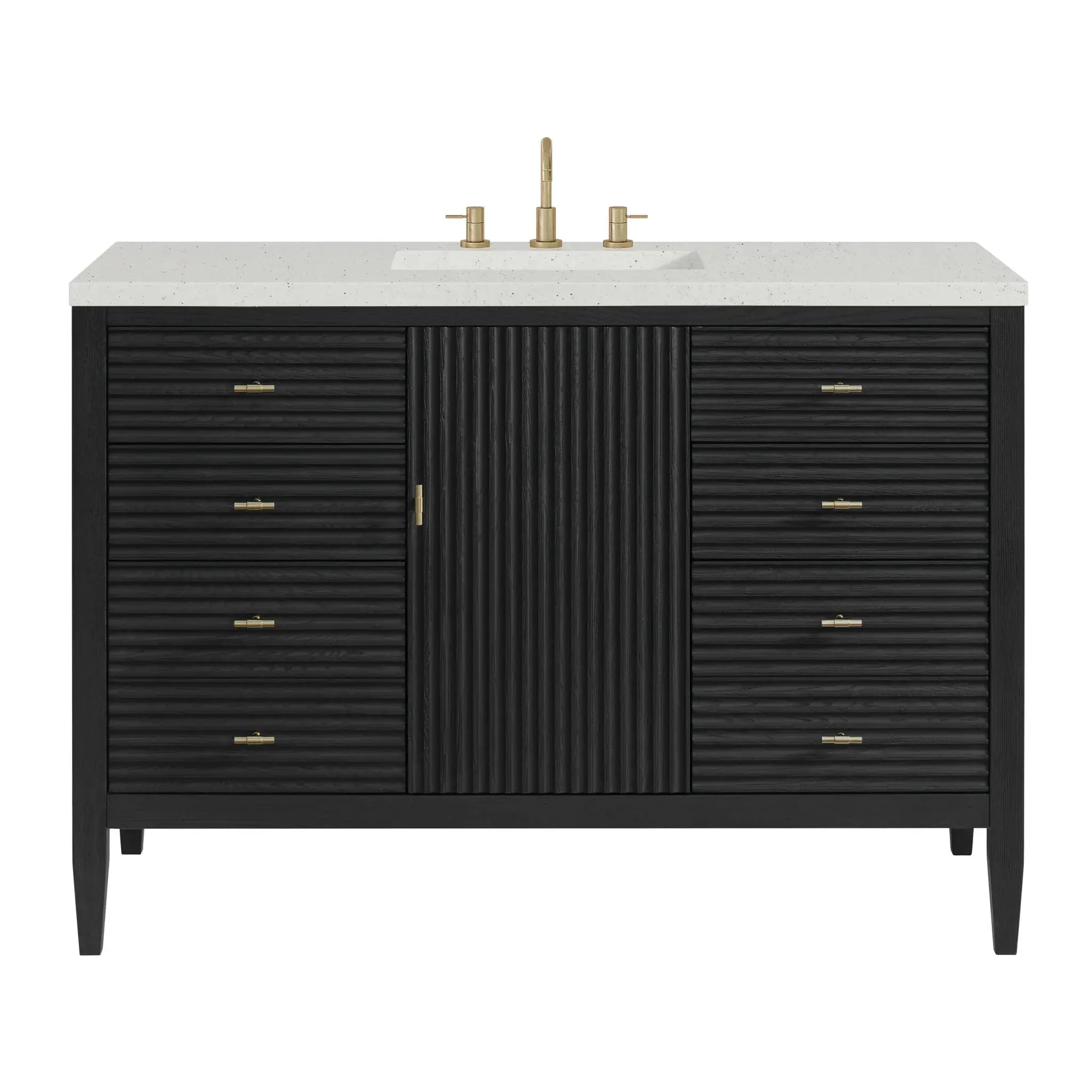 48" Myrrin Single Vanity in Carbon Oak-Lime Delight Silestone-8" Widespread image
