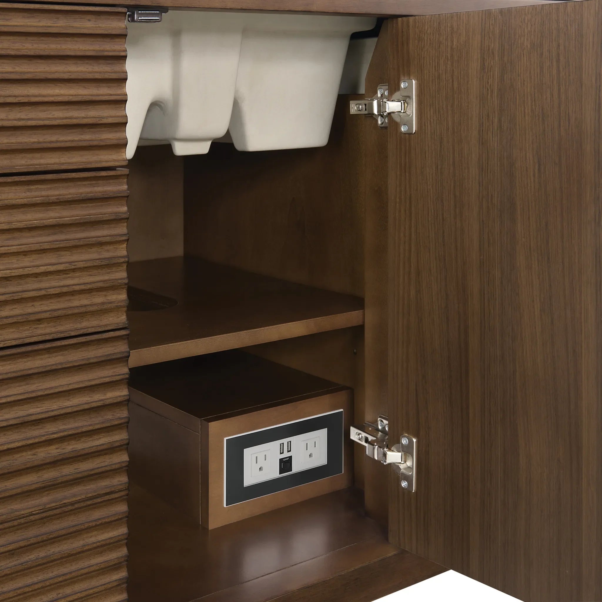 48" Myrrin Single Vanity in Mid Century Walnut w/FreePower Wireless Charger-Cabinet Only-Not Available image 12