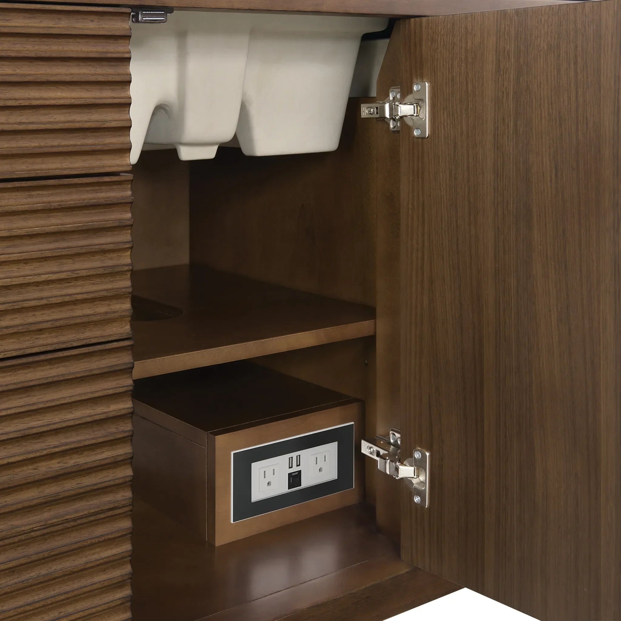 48" Myrrin Single Vanity in Mid Century Walnut w/FreePower Wireless Charger-Cabinet Only-Not Available image 12