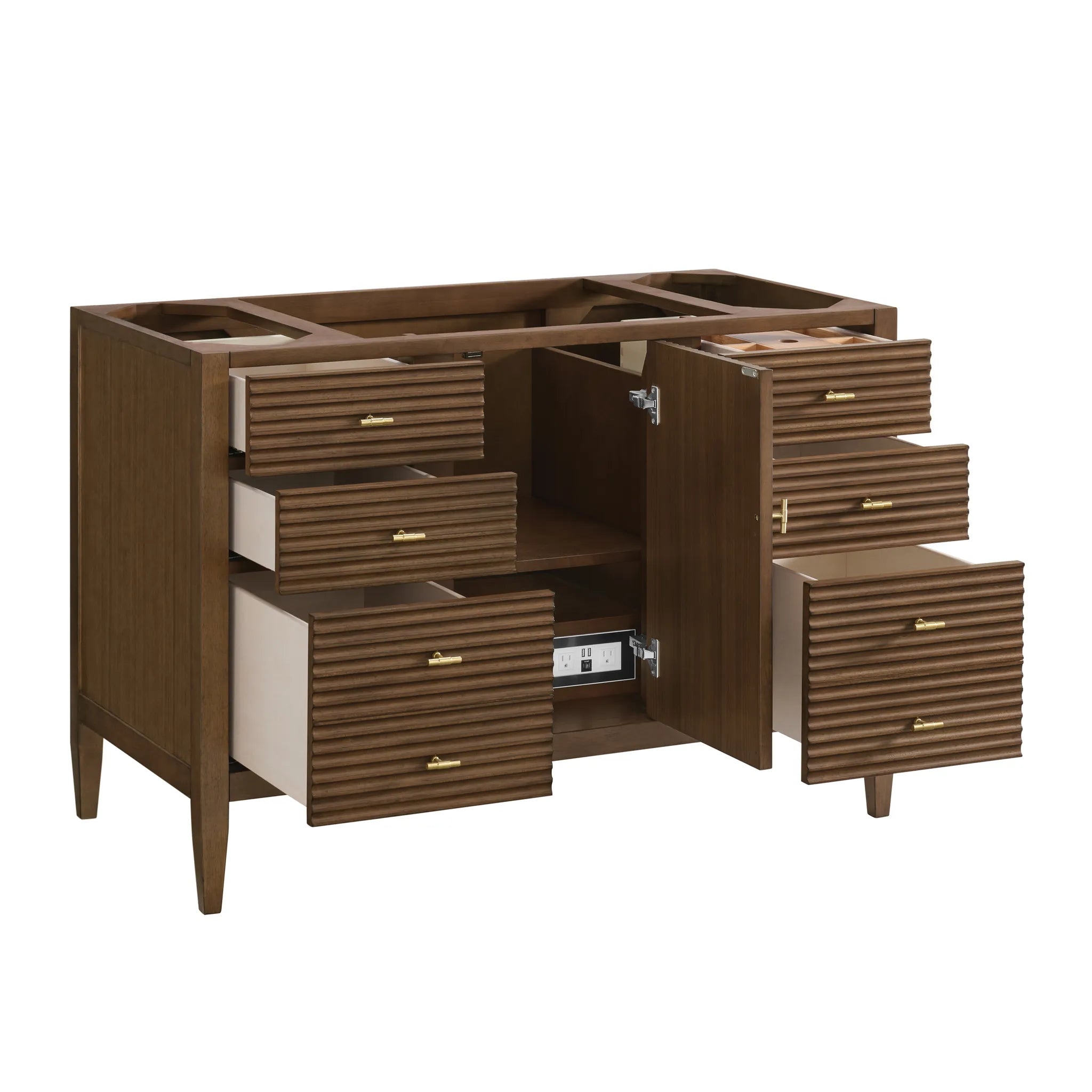 48" Myrrin Single Vanity in Mid Century Walnut w/FreePower Wireless Charger-Cabinet Only-Not Available image 8