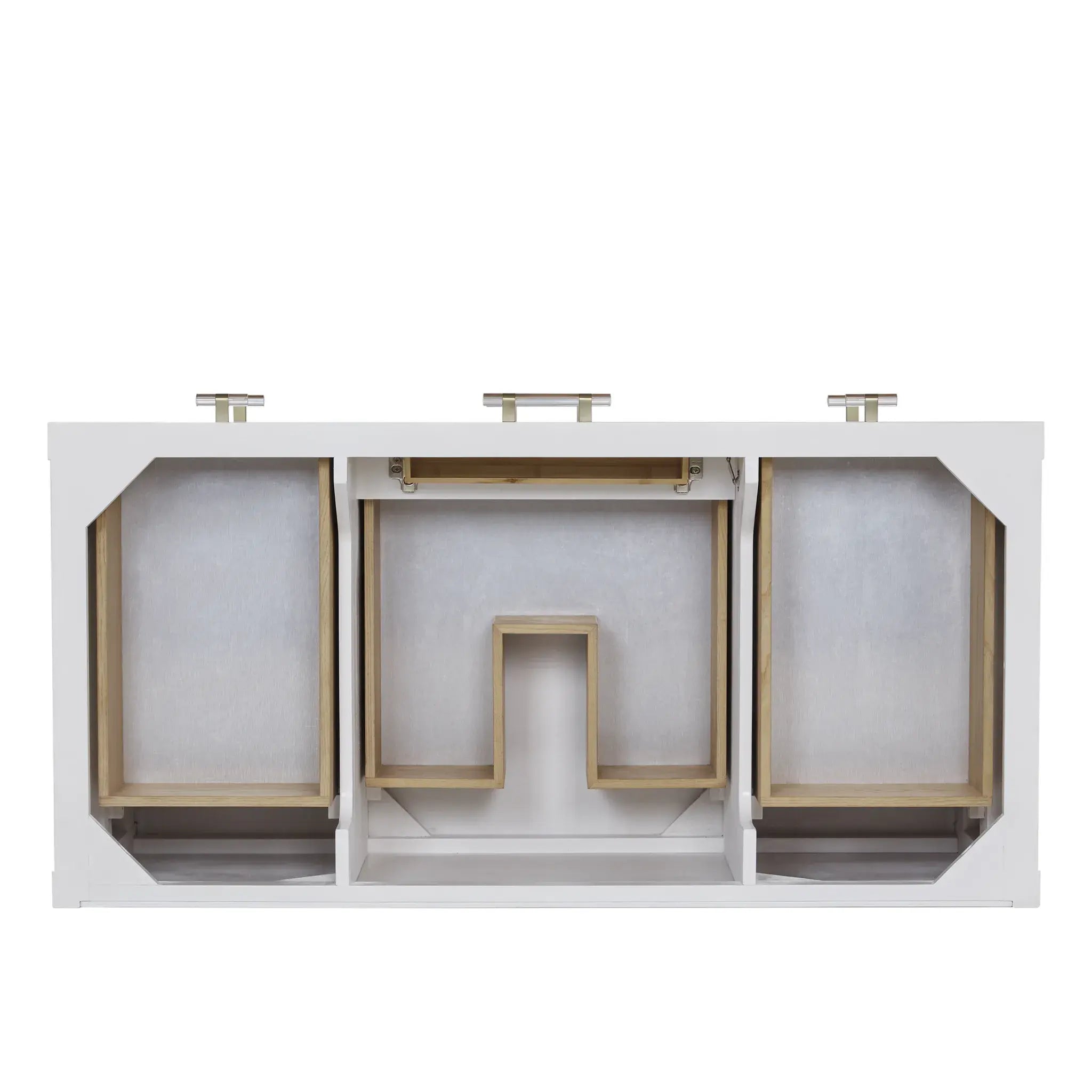 48" Olena Single Vanity in Light Mappa Burl and Polished White-Cabinet Only-Not Available image 1