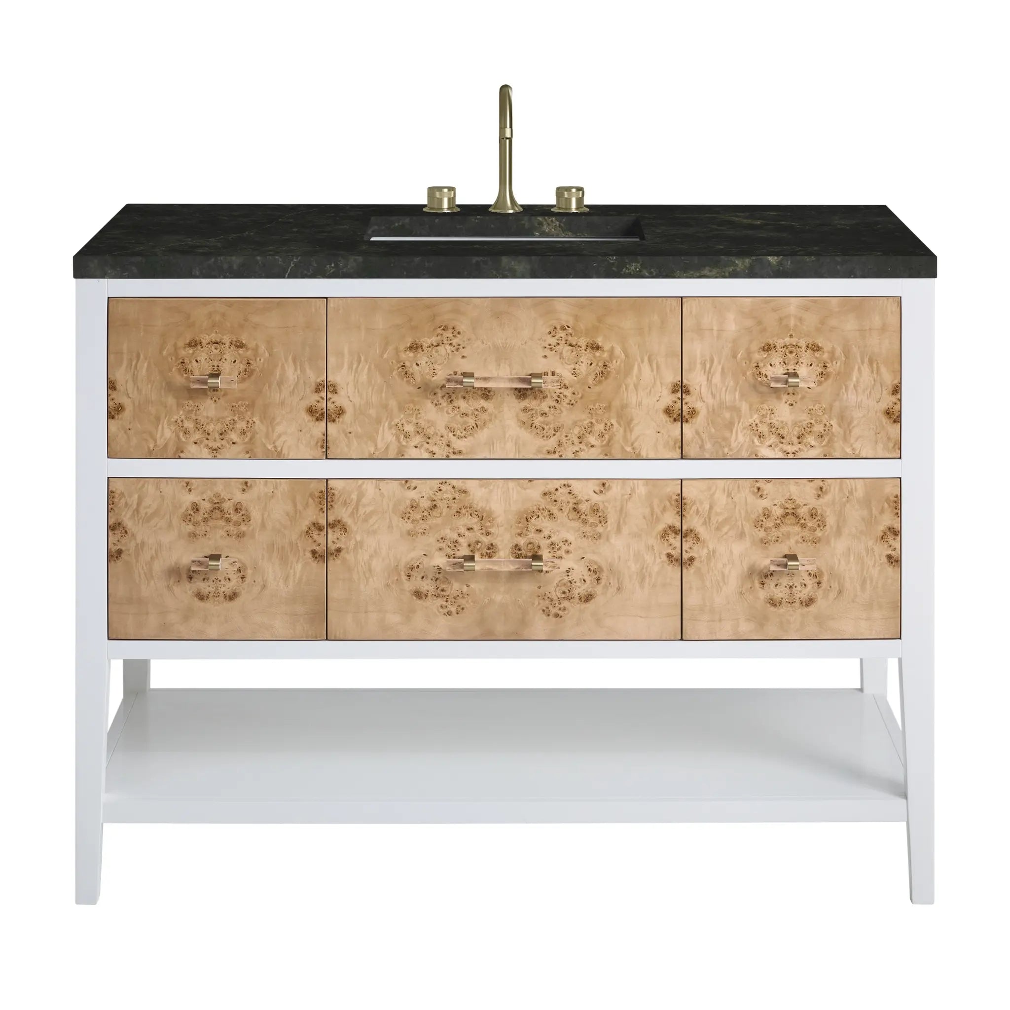 48 Olena Single Vanity In Light Mappa Burl And Polished White Standard Phantome Eclos 8 Widespread 1