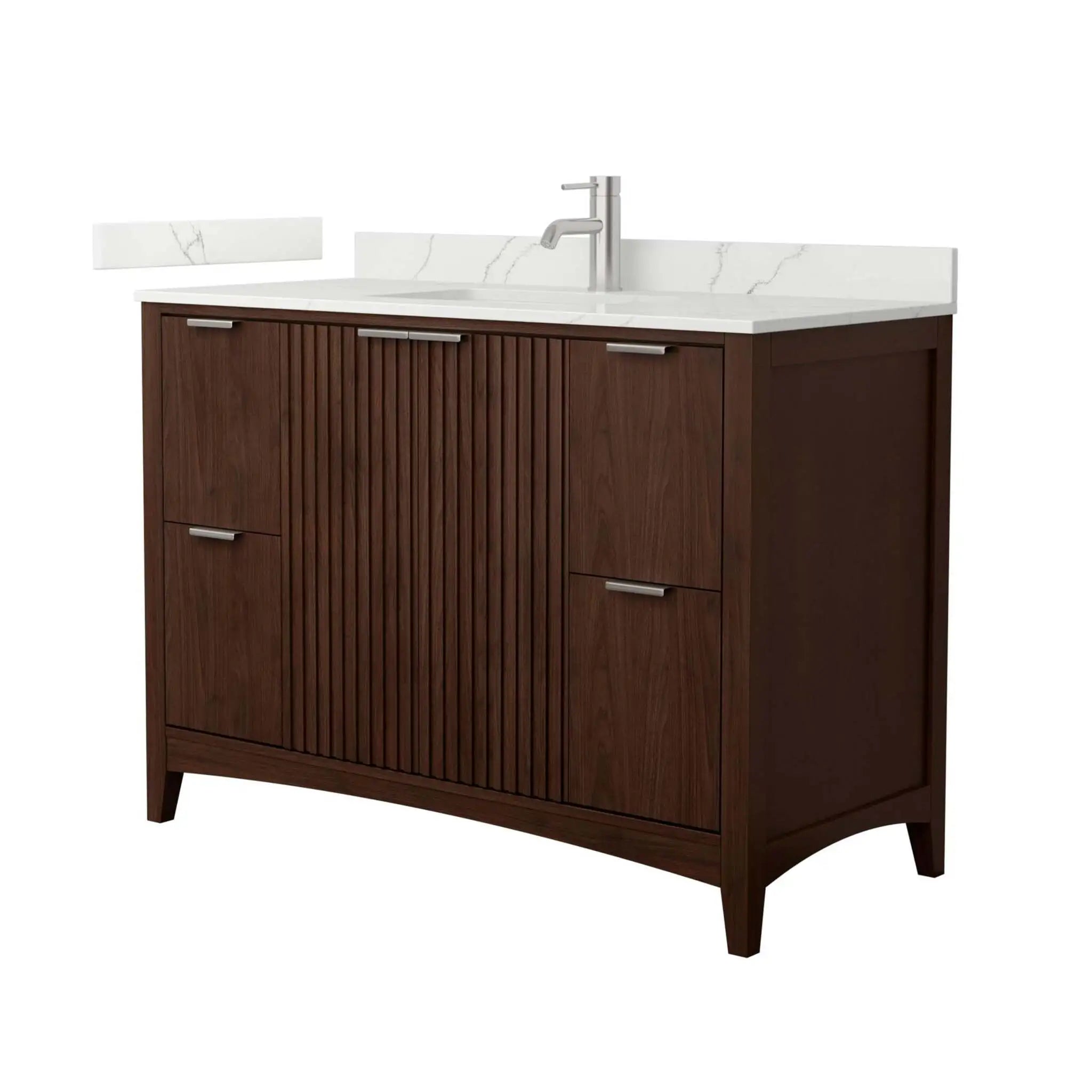 48" Palmilla Single Bathroom Vanity in Dark Walnut with Brushed Nickel Trim by Wyndham