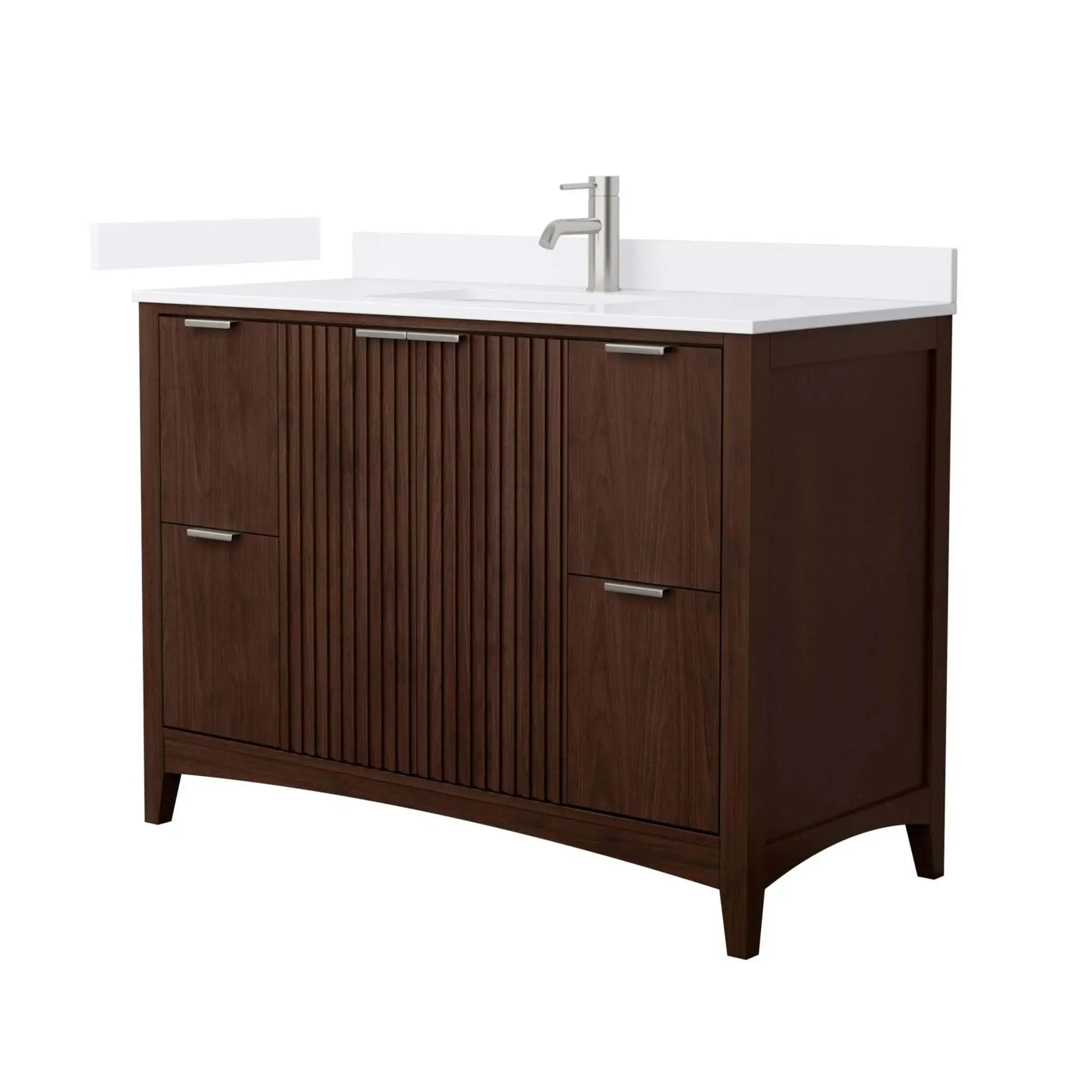 48" Palmilla Single Bathroom Vanity in Dark Walnut with Brushed Nickel Trim by Wyndham
