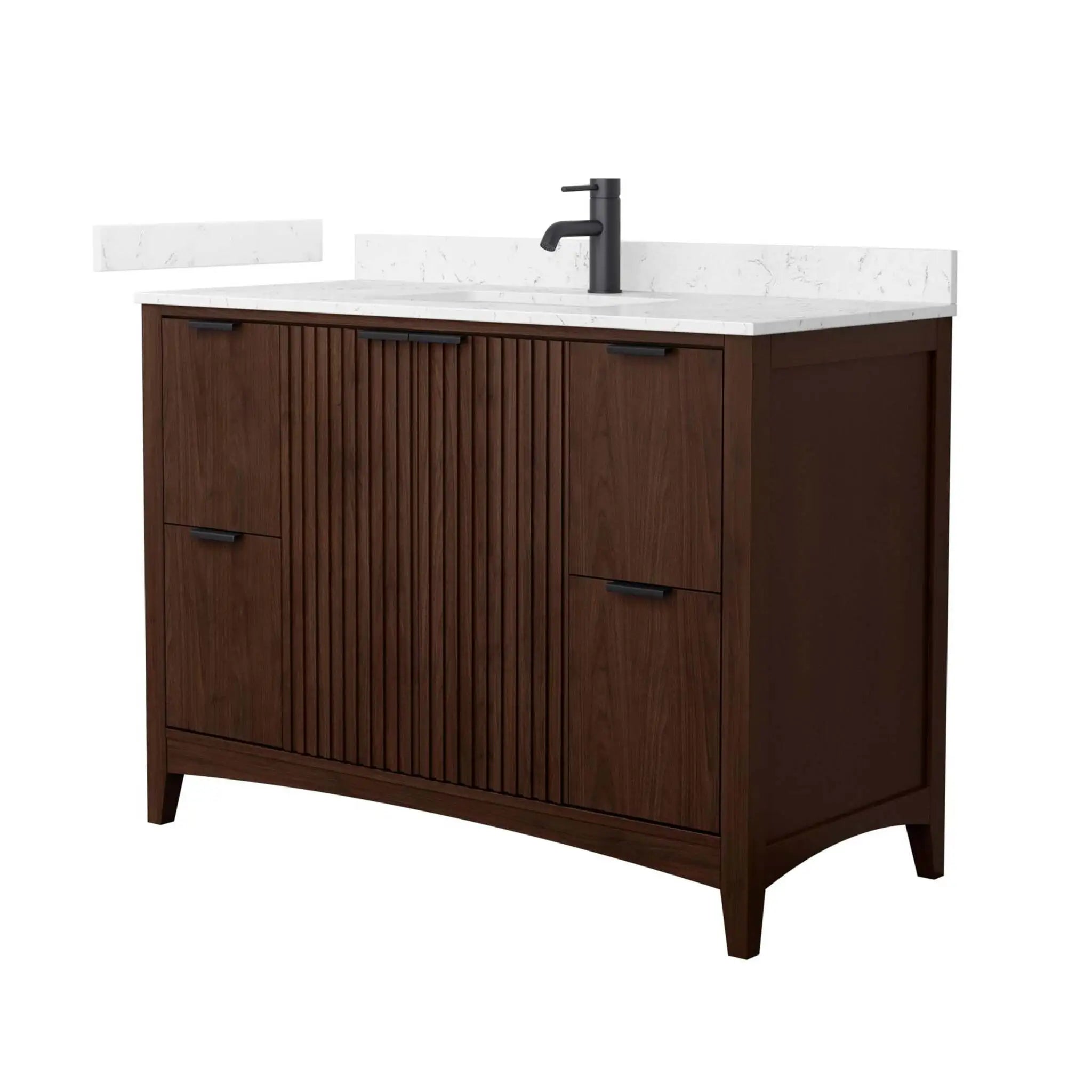 48" Palmilla Single Bathroom Vanity in Dark Walnut with Matte Black Trim by Wyndham