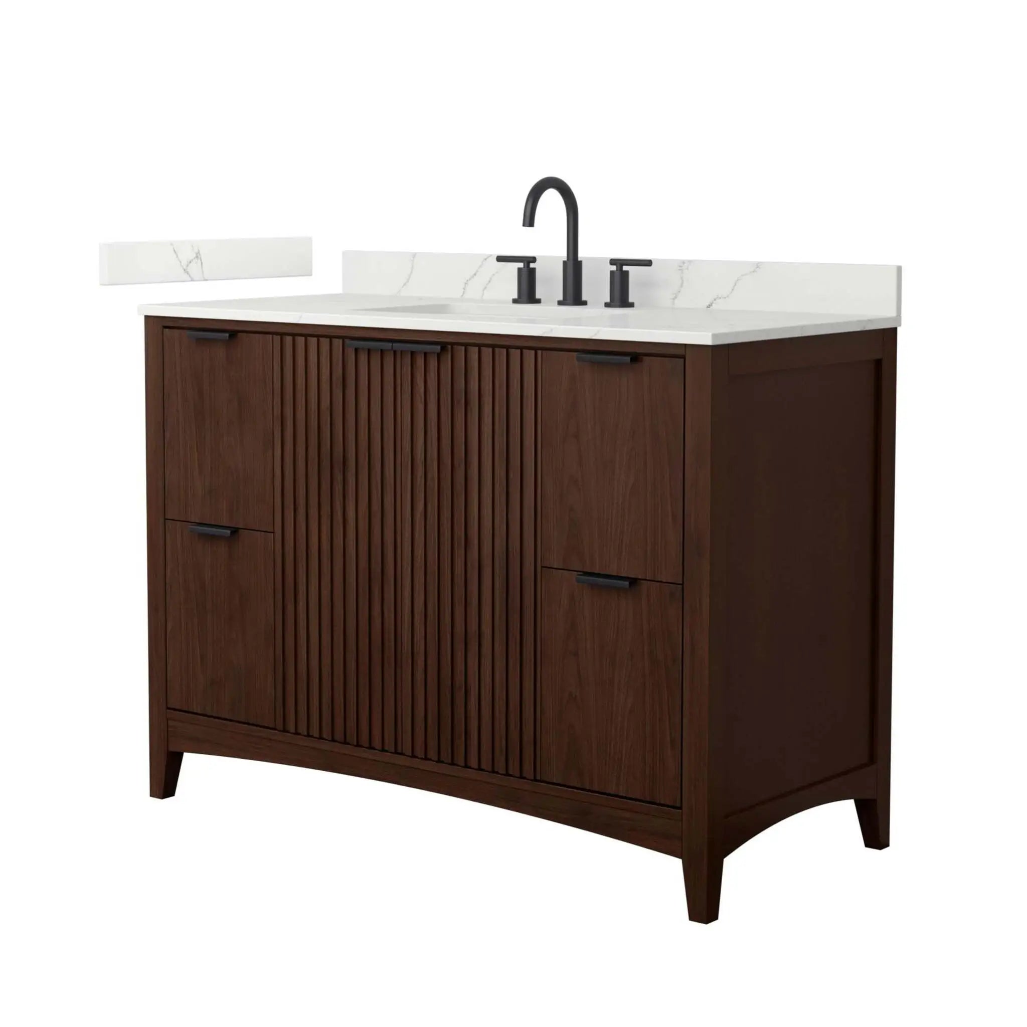 48" Palmilla Single Bathroom Vanity in Dark Walnut with Matte Black Trim by Wyndham