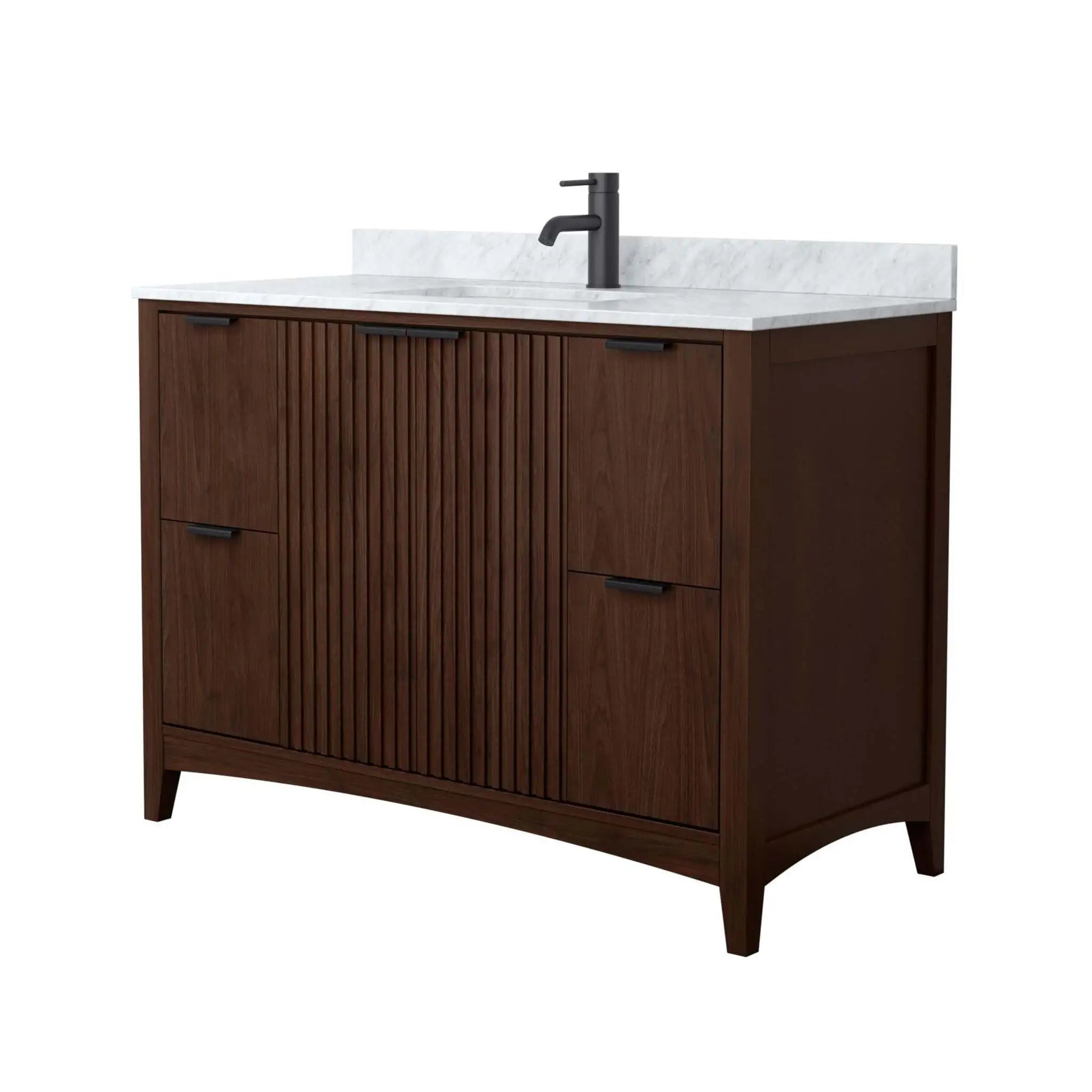 48" Palmilla Single Bathroom Vanity in Dark Walnut with Matte Black Trim by Wyndham