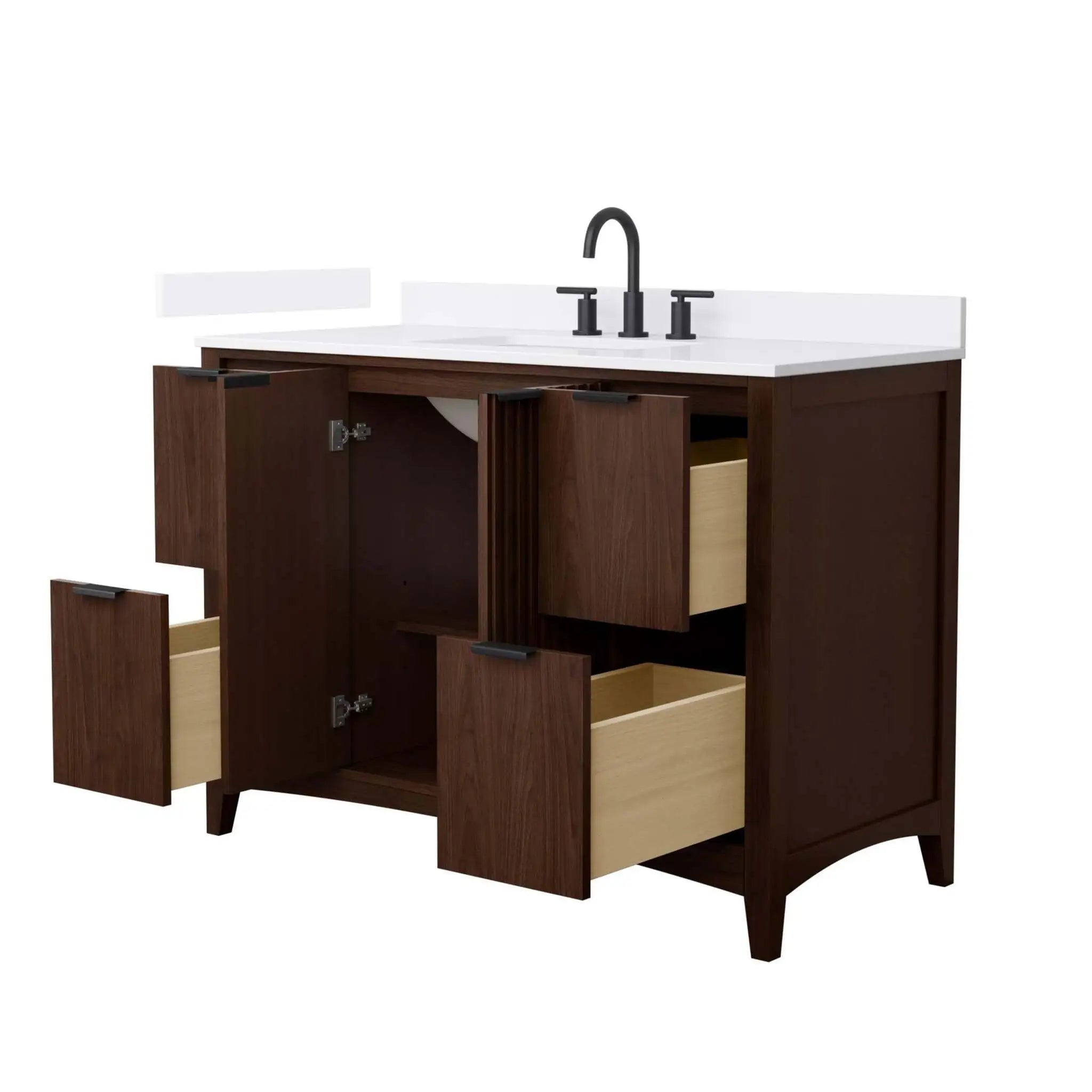 48" Palmilla Single Bathroom Vanity in Dark Walnut with Matte Black Trim by Wyndham