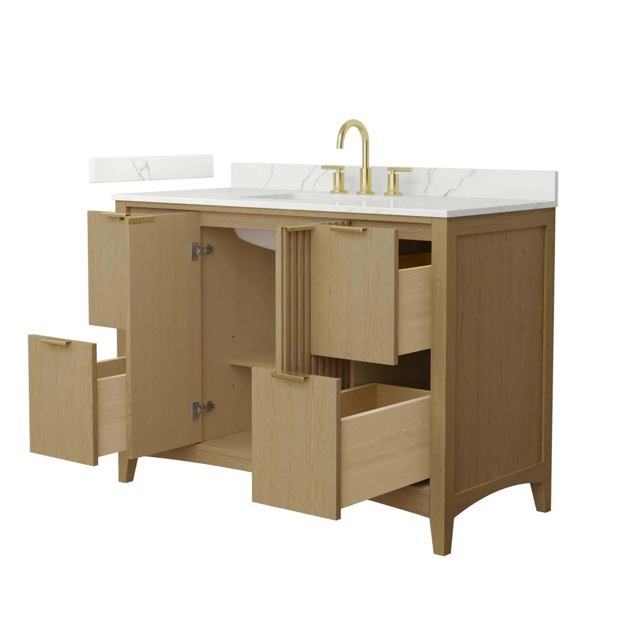 48" Palmilla Single Bathroom Vanity in Natural Oak with Brushed Gold Trim by Wyndham