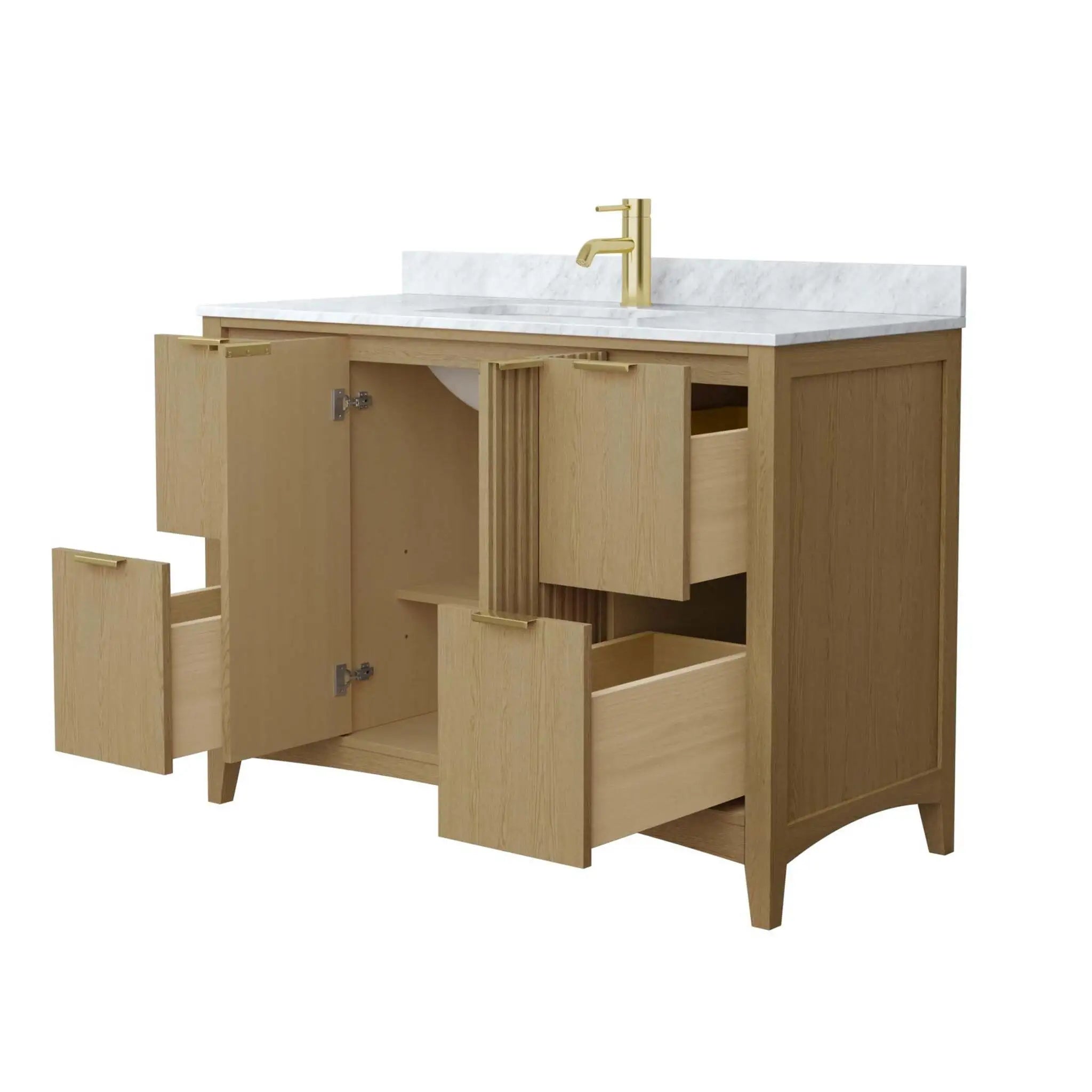 48" Palmilla Single Bathroom Vanity in Natural Oak with Brushed Gold Trim by Wyndham