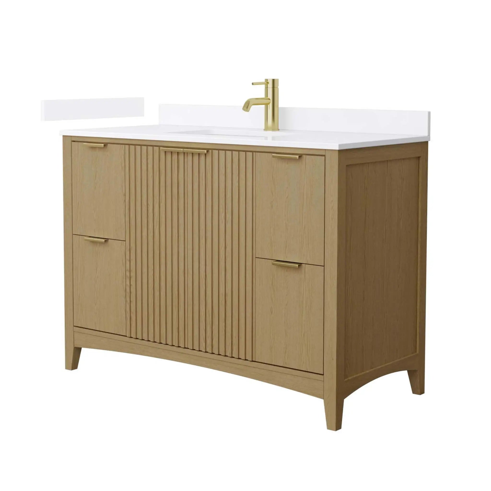 48" Palmilla Single Bathroom Vanity in Natural Oak with Brushed Gold Trim by Wyndham