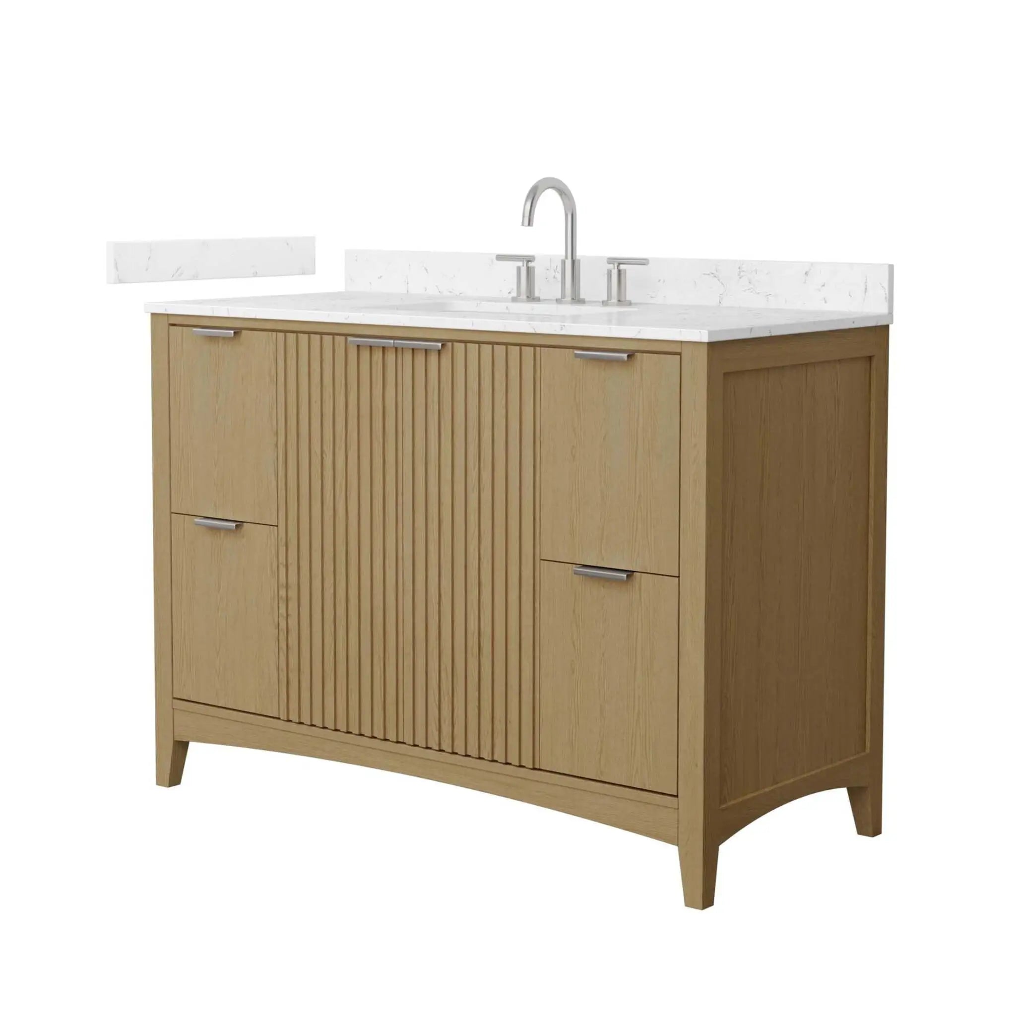 48" Palmilla Single Bathroom Vanity in Natural Oak with Brushed Nickel Trim by Wyndham