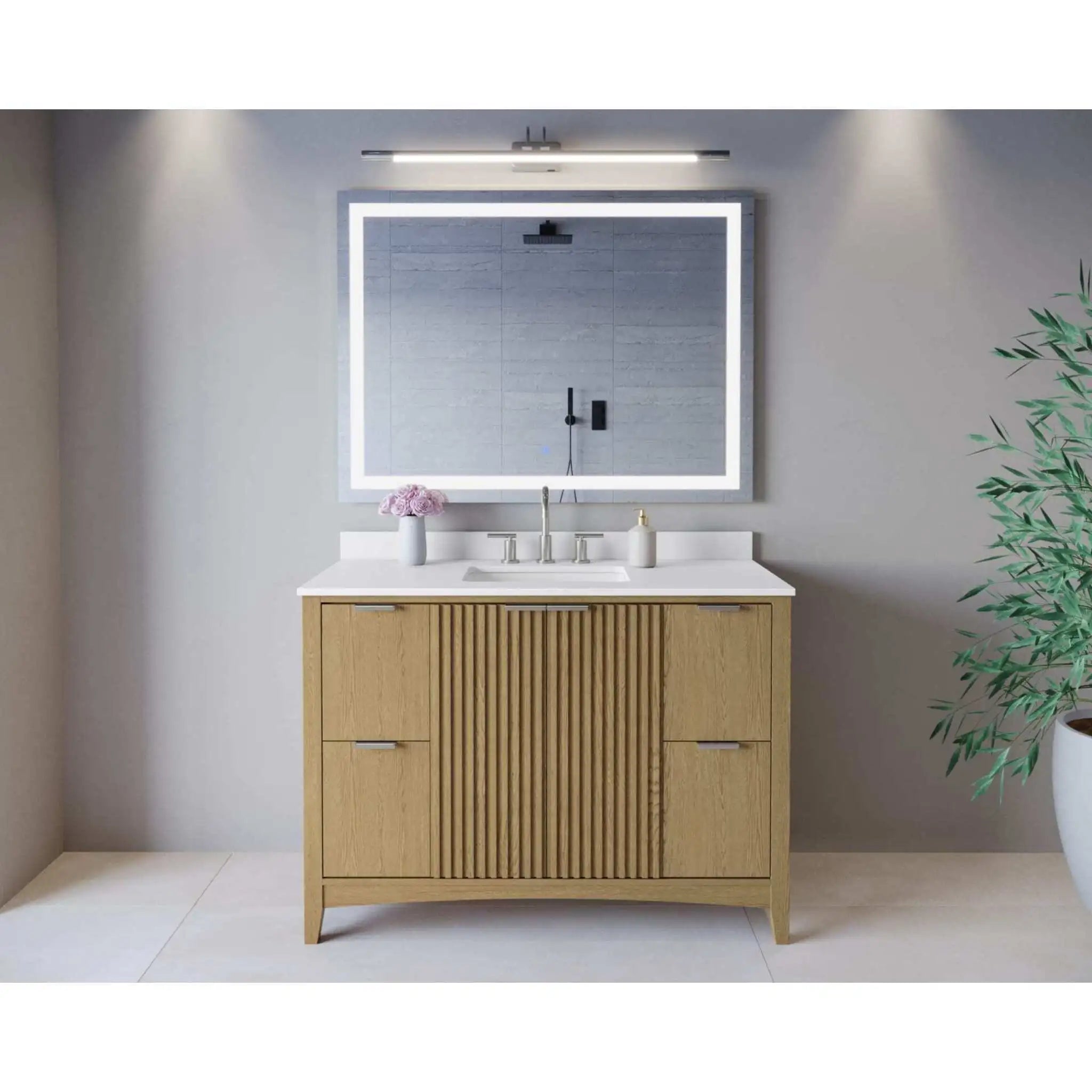 48" Palmilla Single Bathroom Vanity in Natural Oak with Brushed Nickel Trim by Wyndham