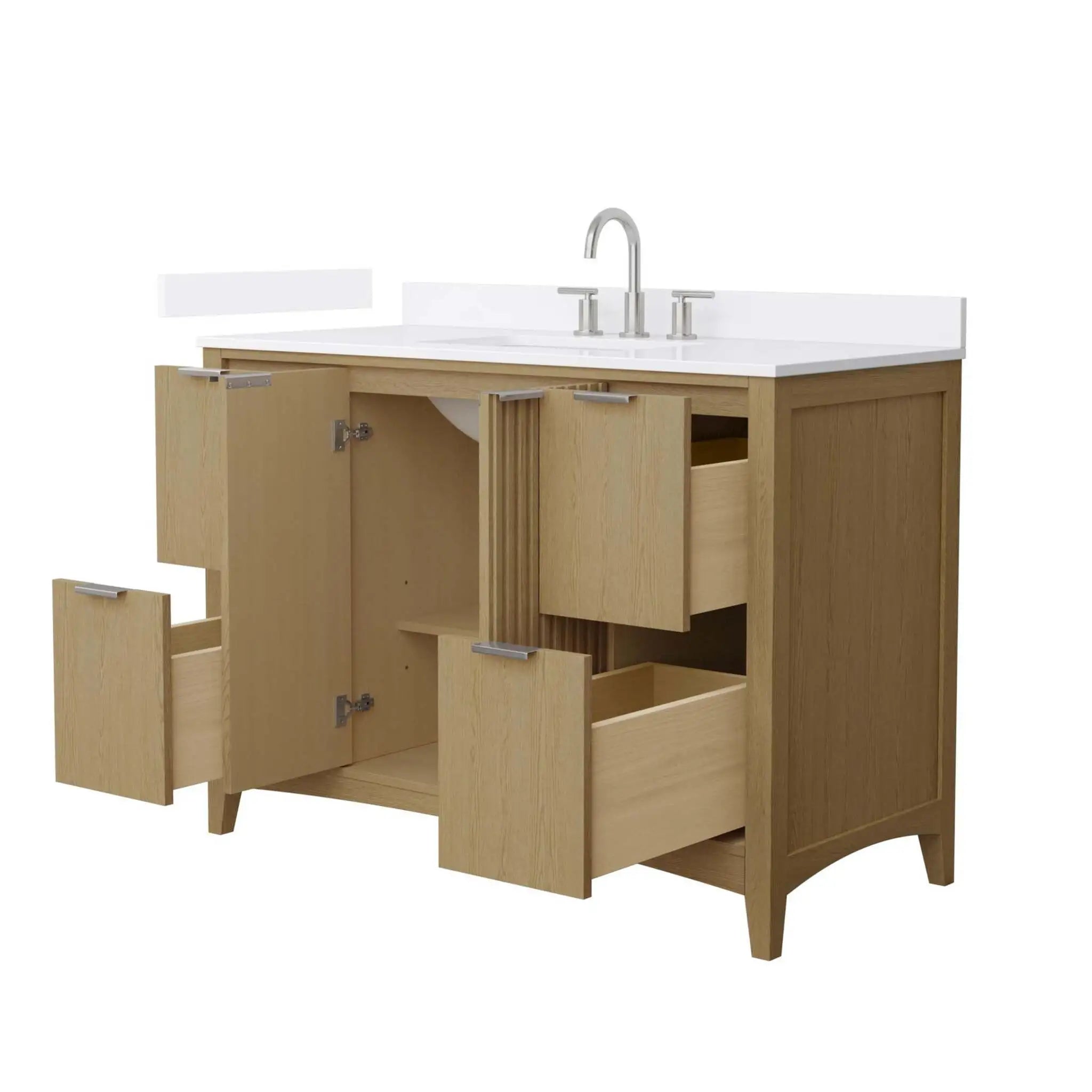 48" Palmilla Single Bathroom Vanity in Natural Oak with Brushed Nickel Trim by Wyndham