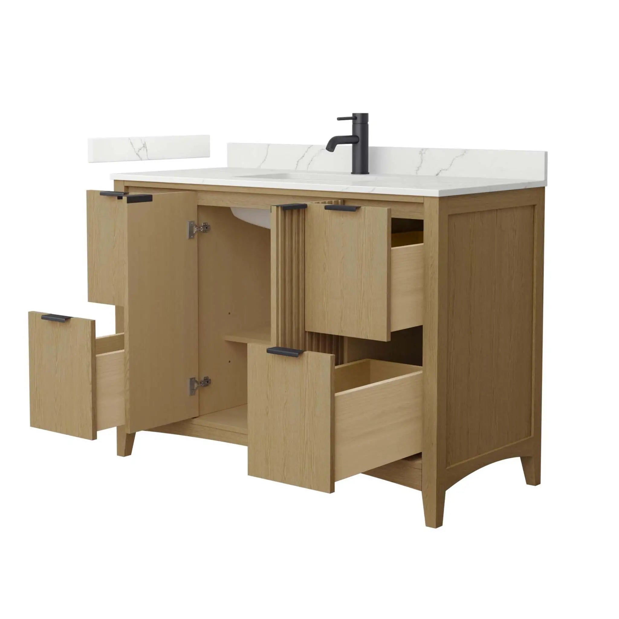 48" Palmilla Single Bathroom Vanity in Natural Oak with Matte Black Trim by Wyndham