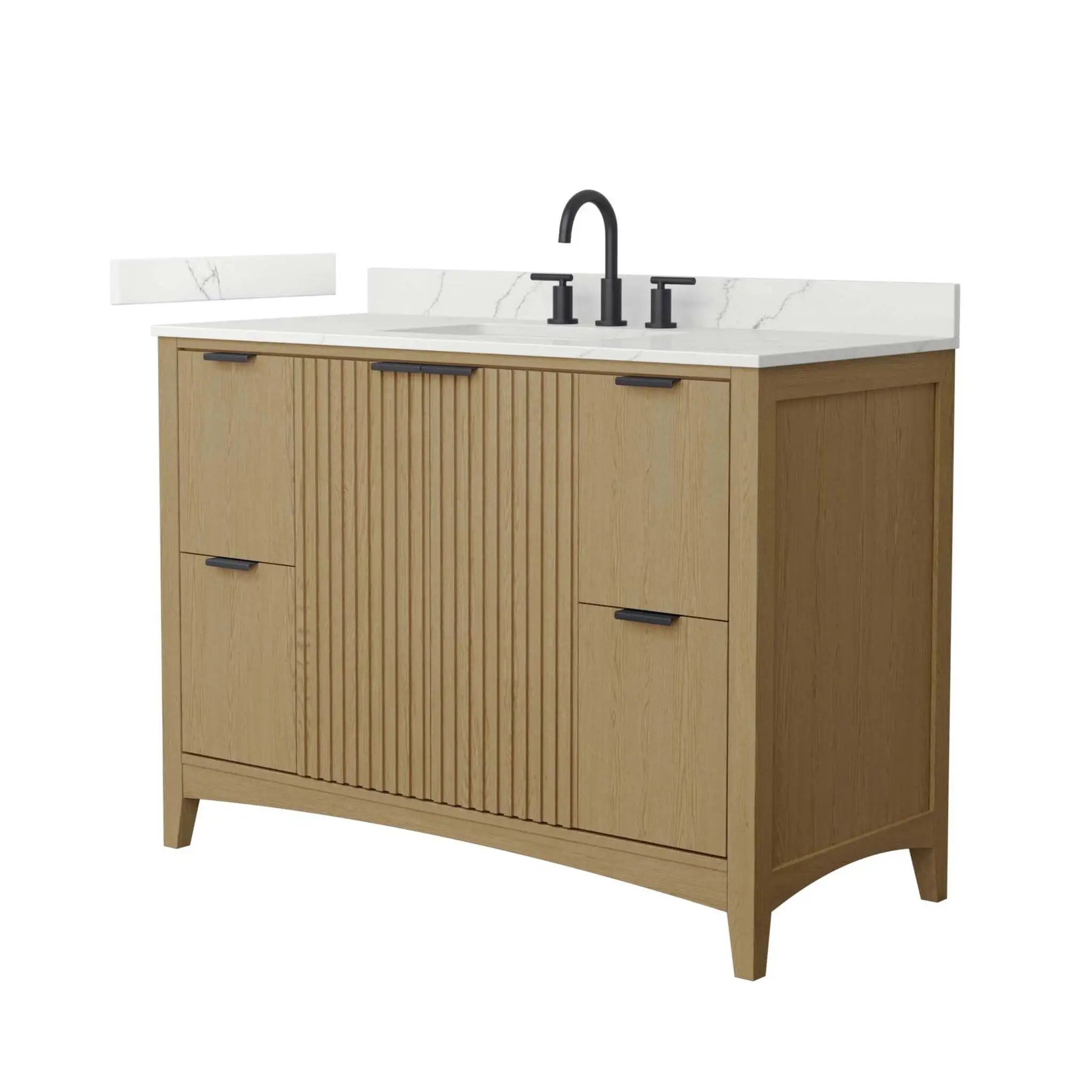 48" Palmilla Single Bathroom Vanity in Natural Oak with Matte Black Trim by Wyndham